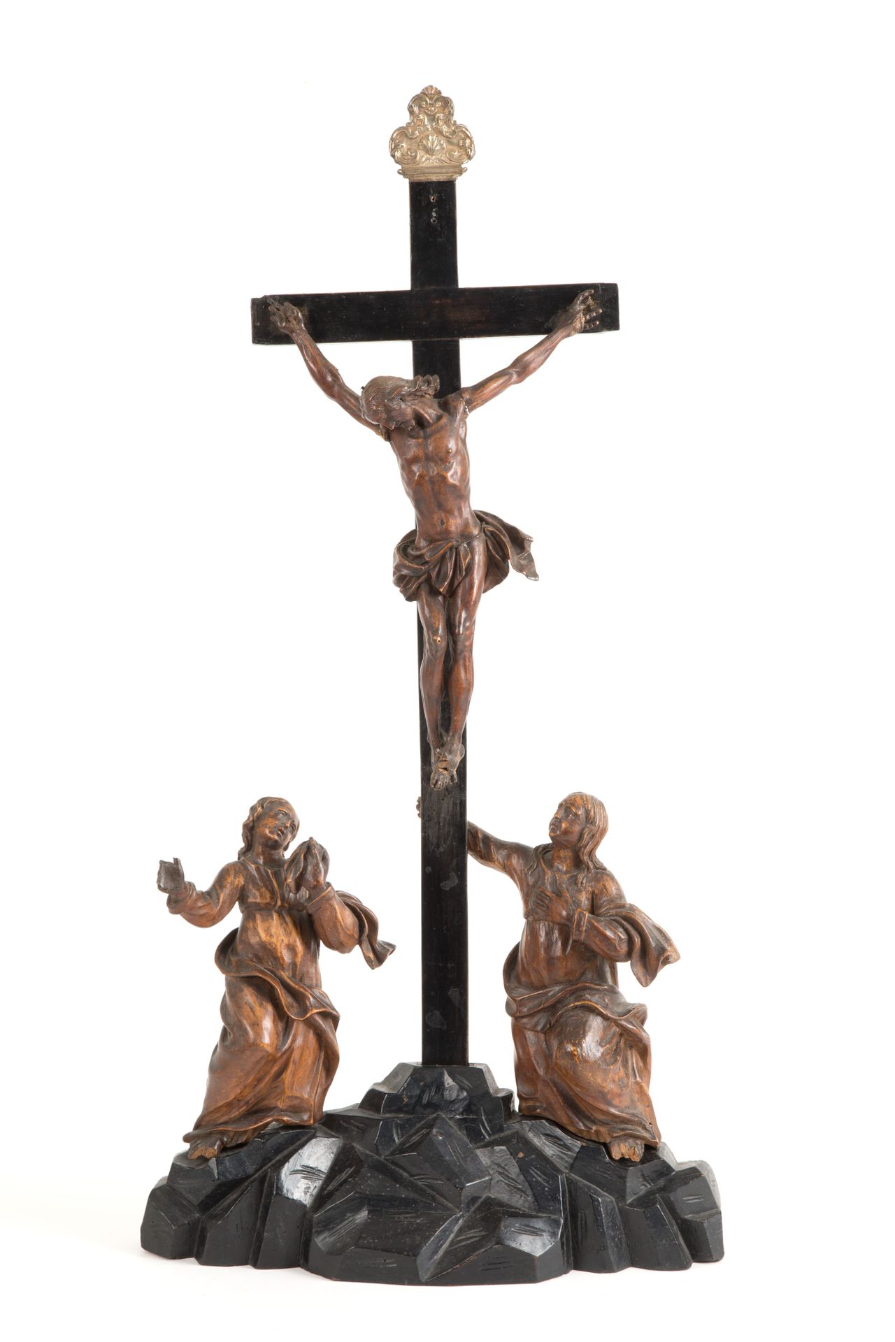 Sculpture "CRUCIFIXION WITH SAINT JOHN THE EVANGELIST AND MARY MAGDALENE" Geschn&hellip;