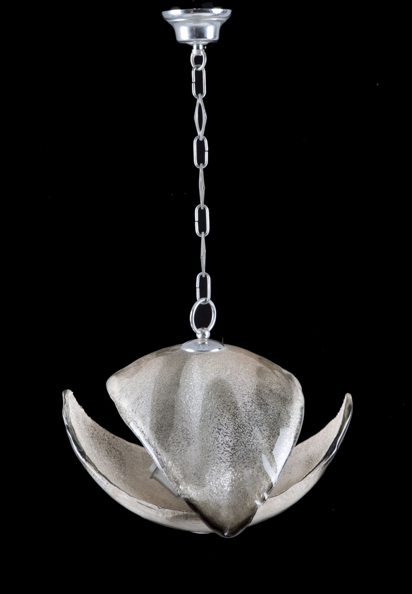 Two-leaf chandelier. MAZZEGA (Attr.) 由两片露水效果叶片和金属支架组成的双灯吊灯。MAZZEGA 生产（Attr.）1970&hellip;