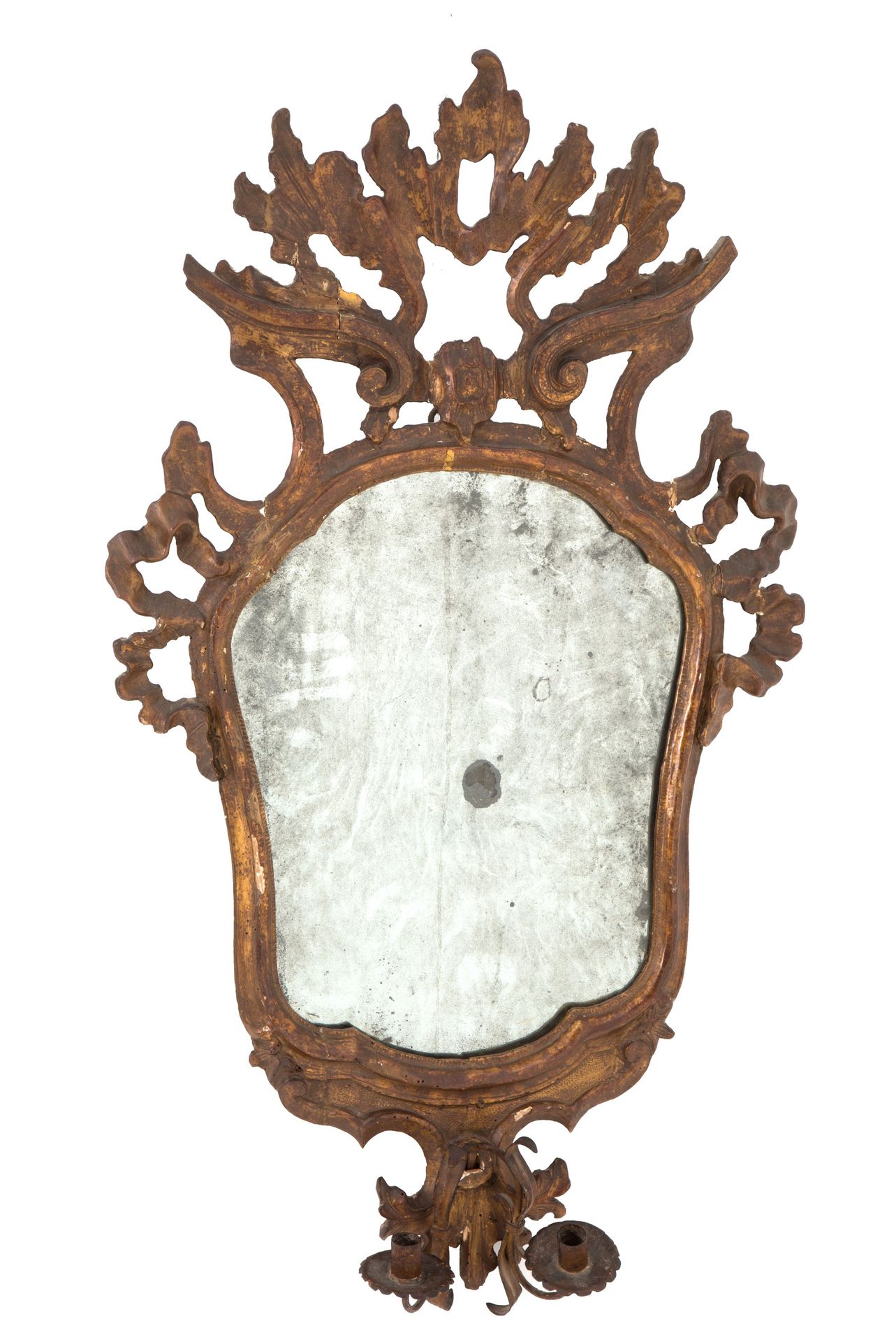 Wall light with mirror Aplique de pared con espejo en madera tallada y dorada. S&hellip;
