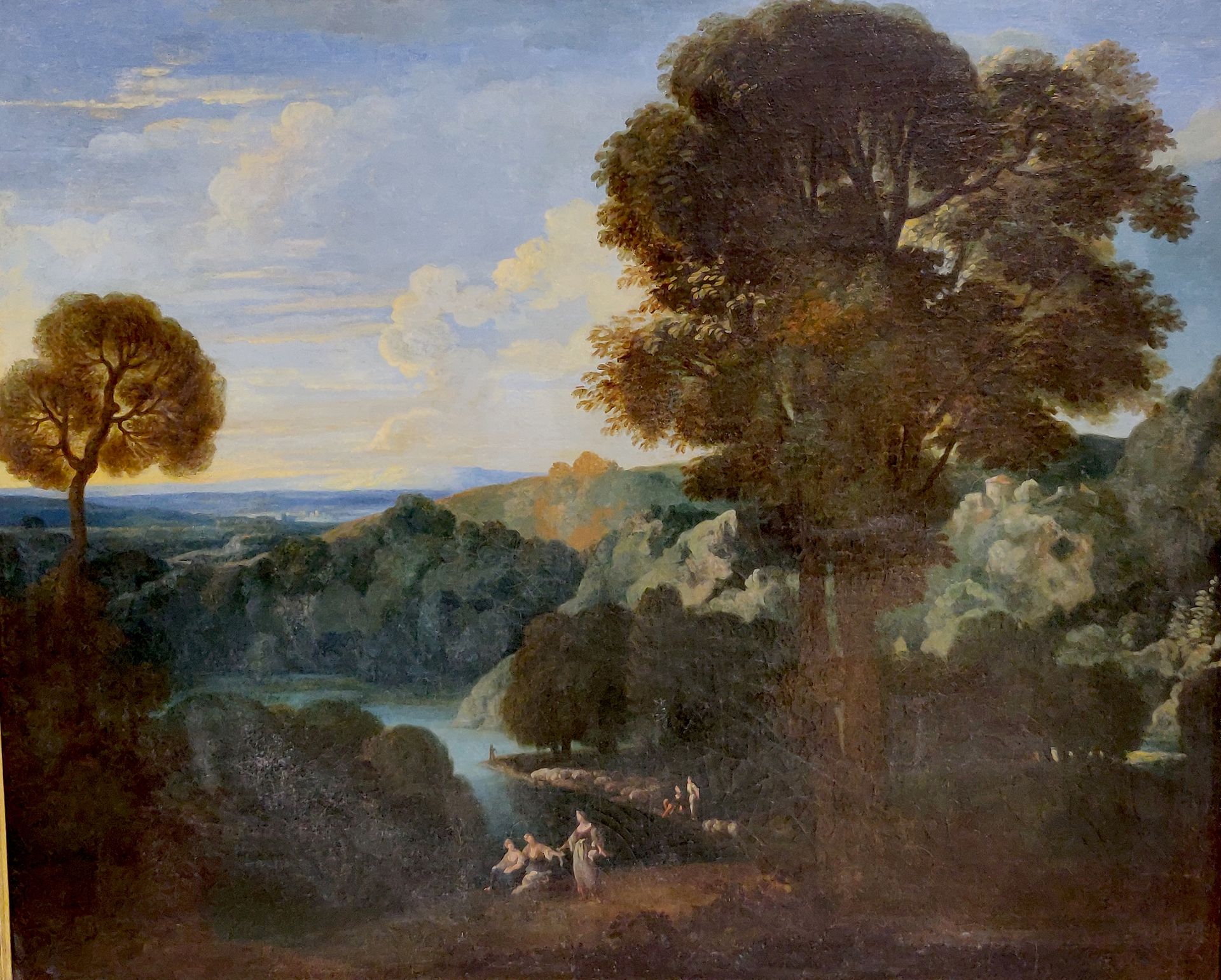 Null Francisque II MILLET (1666-1723)，归属于。田园风光。布面油画。画框上有签名的痕迹。装框。
