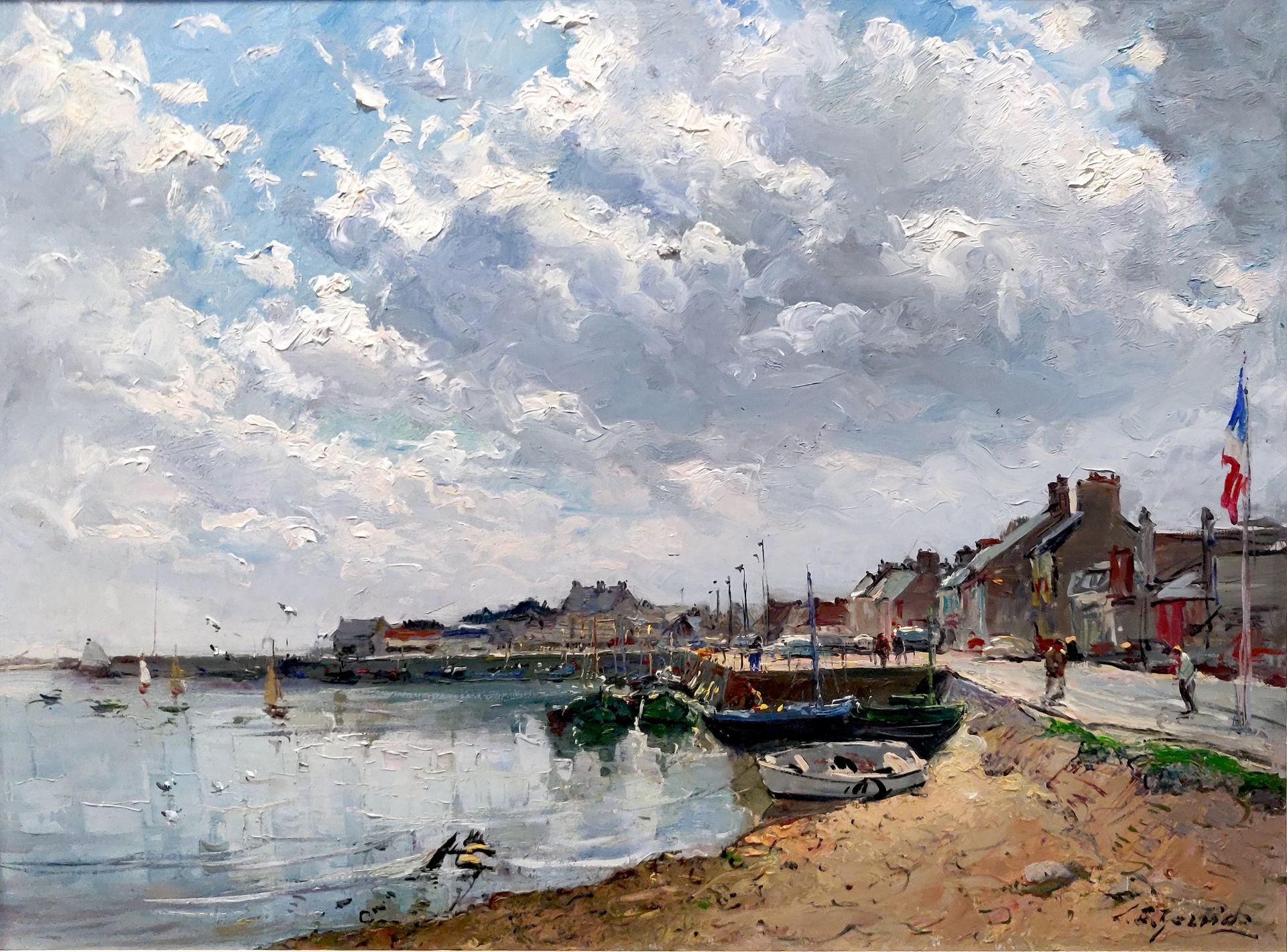 Null Louis Edouard GARRIDO (1893-1983). The port of Saint Vaast la Hougue. Oil o&hellip;