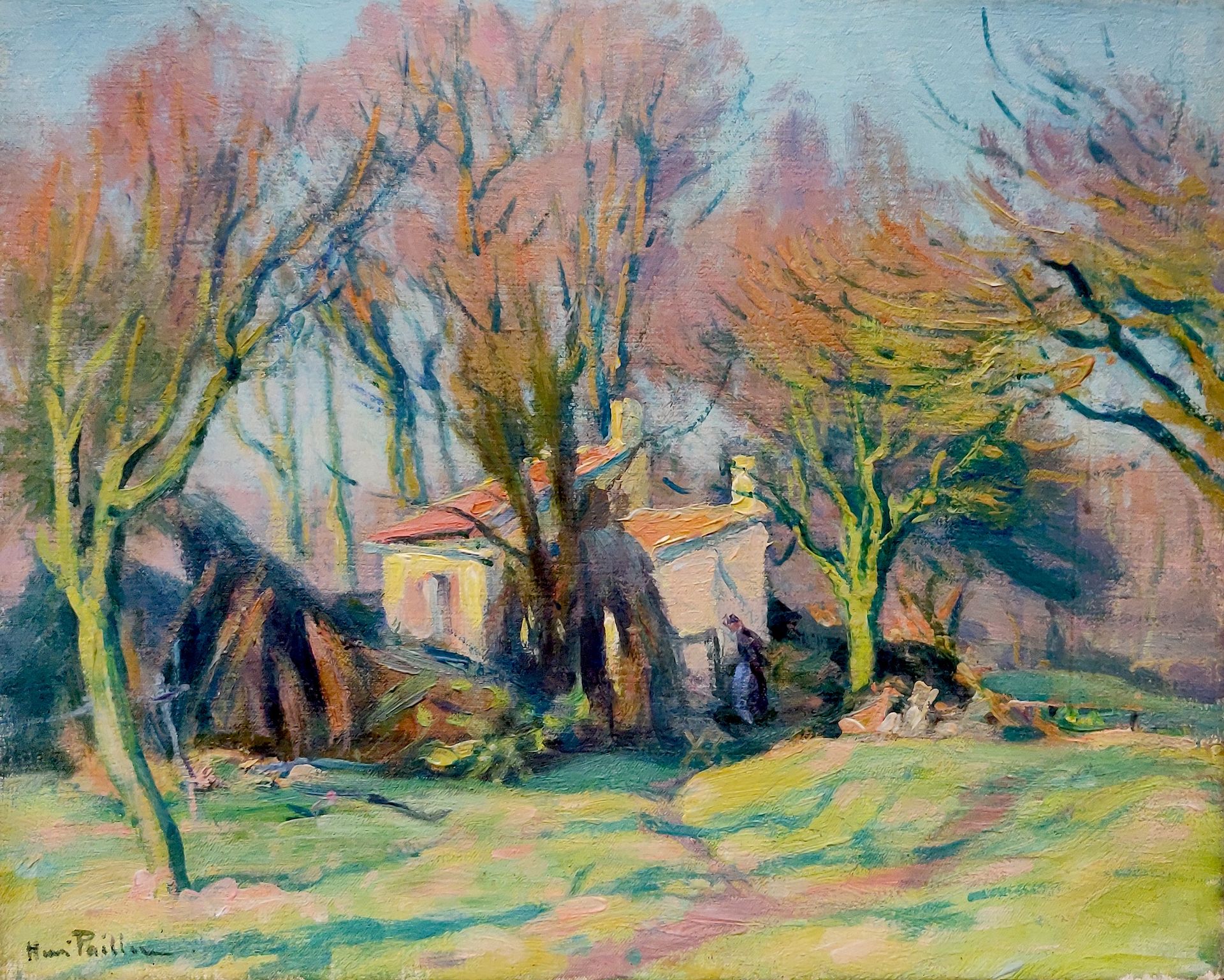 Null Henri PAILLER (1876-1954), Landschaft in Triel sur Seine: Das Haus von Theo&hellip;