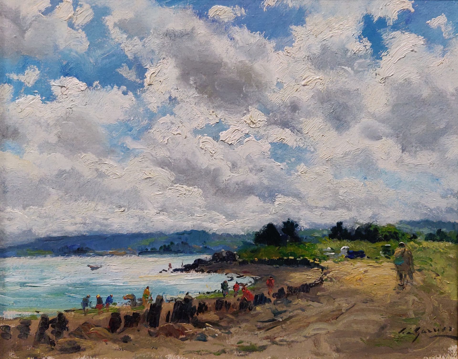 Null 路易-爱德华-加里多（1893-1983）。海边。右下角有签名的Isorel油画。33 x 41厘米。