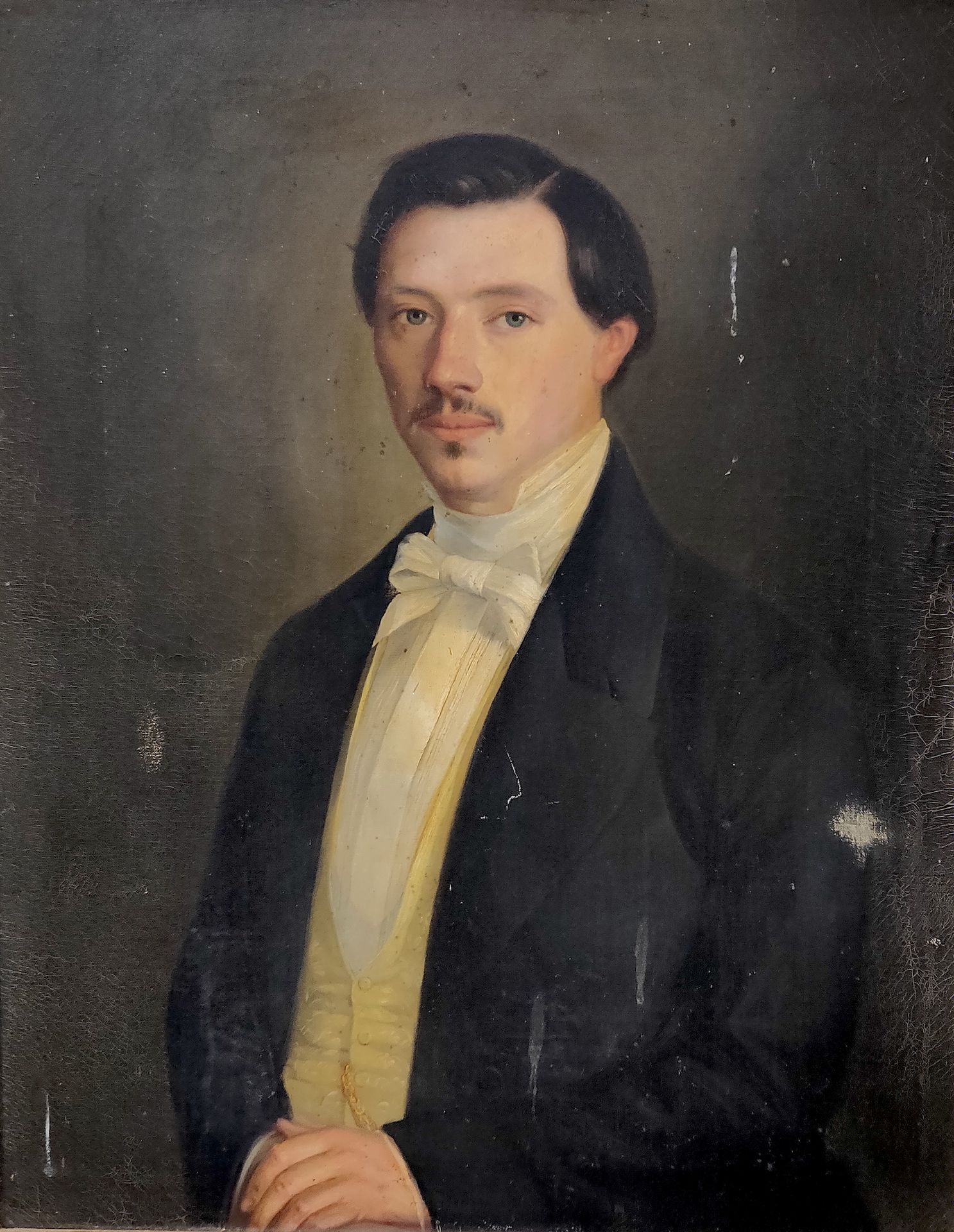 Null Schule des 19. Jahrhunderts, Porträt eines Bürgers. Öl auf Leinwand. 81 x 6&hellip;