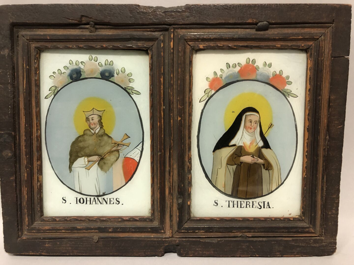 Null Ecole alsacienne du XIXe. St Jean de la croix et Ste Thérèse. Peinture sous&hellip;