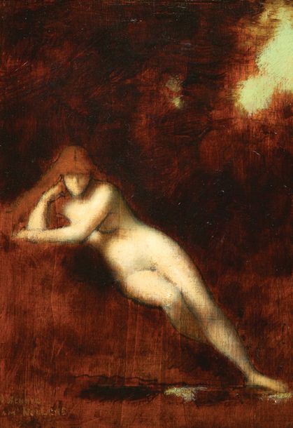 Jean-Jacques HENNER (1829-1905) Femme nue alanguie sur un tertre
Huile sur panne&hellip;