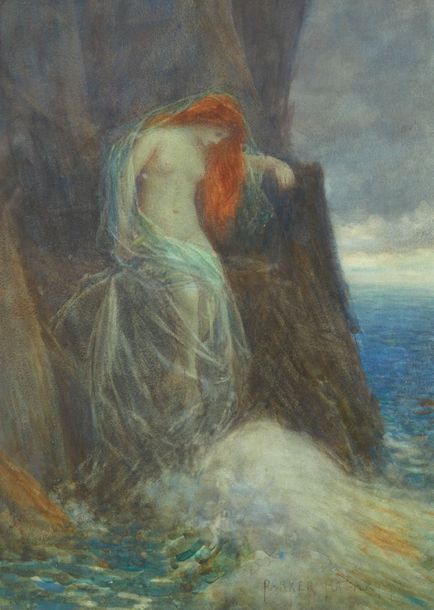 PARKER HAGARTY (1859-1934) Angélique enchainée sur un rocher, la mer agitée à se&hellip;