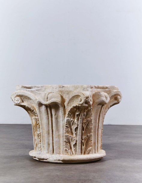 Null Carved limestone capital on all sides decorated with palmettes with smooth &hellip;