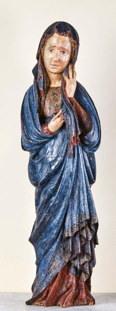Null Vierge de Calvaire en bois sculpté en ronde-bosse et polychromé. Debout, de&hellip;
