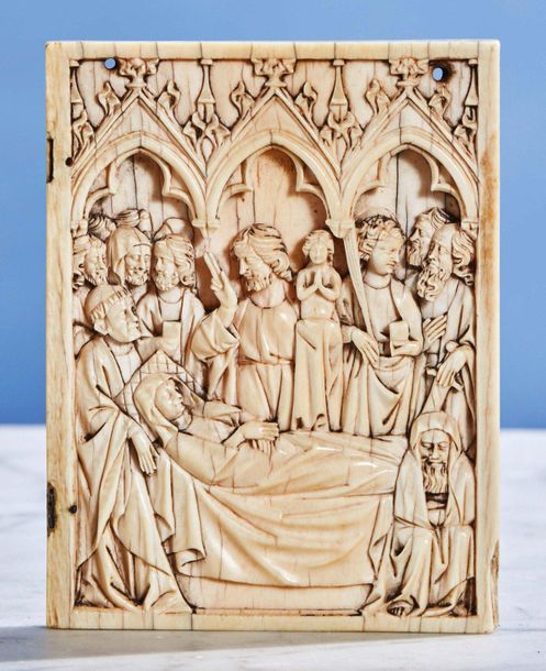 Null Right ivory diptych shutter representing the Dormition of the Virgin under &hellip;