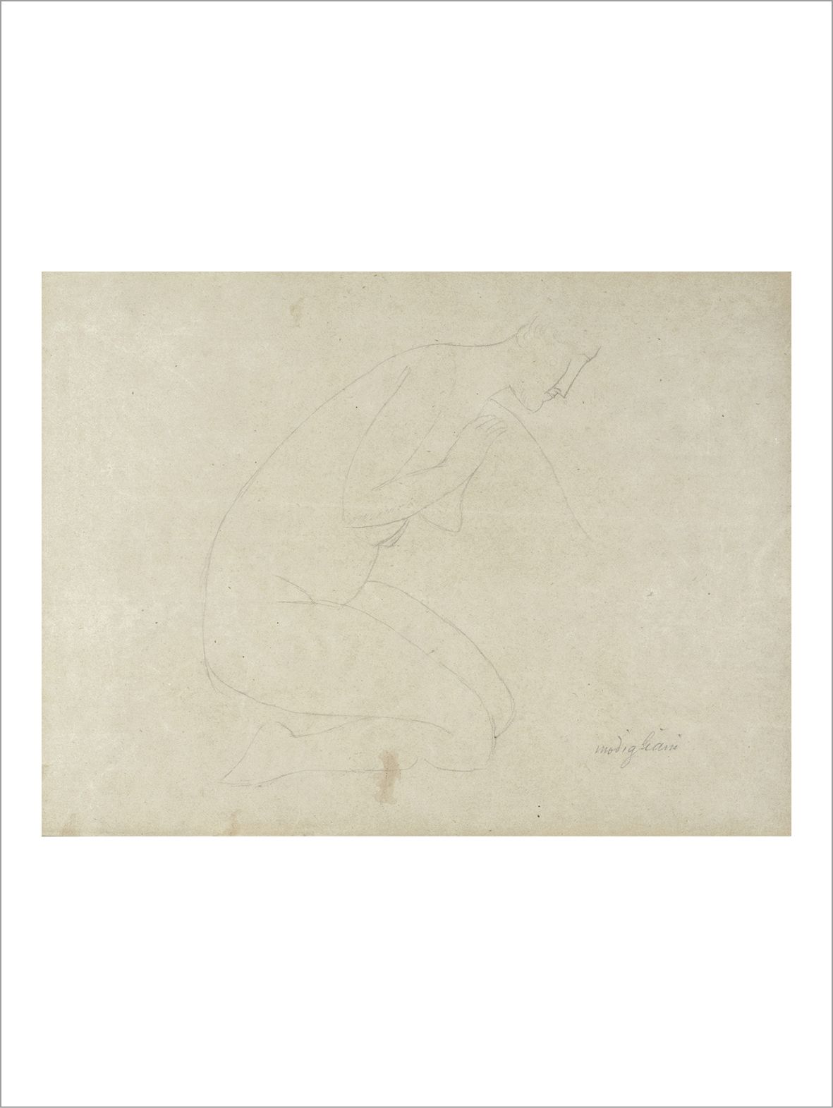 Amedeo MODIGLIANI (1884-1920) Kneeling nude
Pencil drawing on paper.
Signed lowe&hellip;