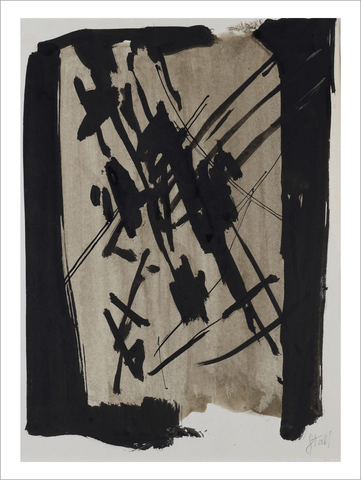 Nicolas DE STAEL (1914-1955) 无题，约1945年
纸上水墨画。
右下方签名。
纸上水墨画。
右下方签名。
高_28,5厘米，宽_21&hellip;