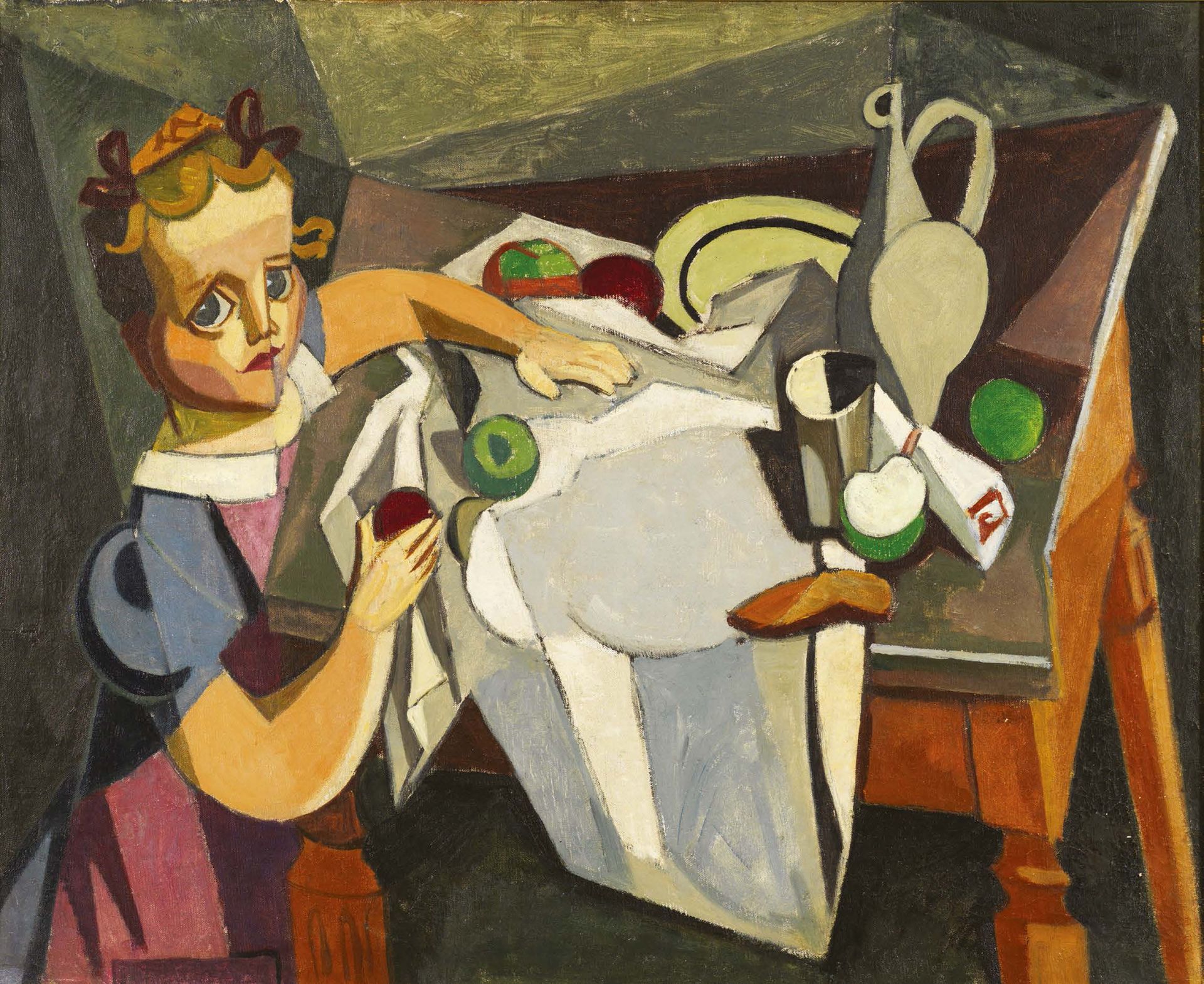 Else Berg (1877-1942) 
桌边的年轻女孩 布面油画。
高_60厘米 宽_73.5厘米
出处：奥克蒂恩之家，2015年10月10日出售。