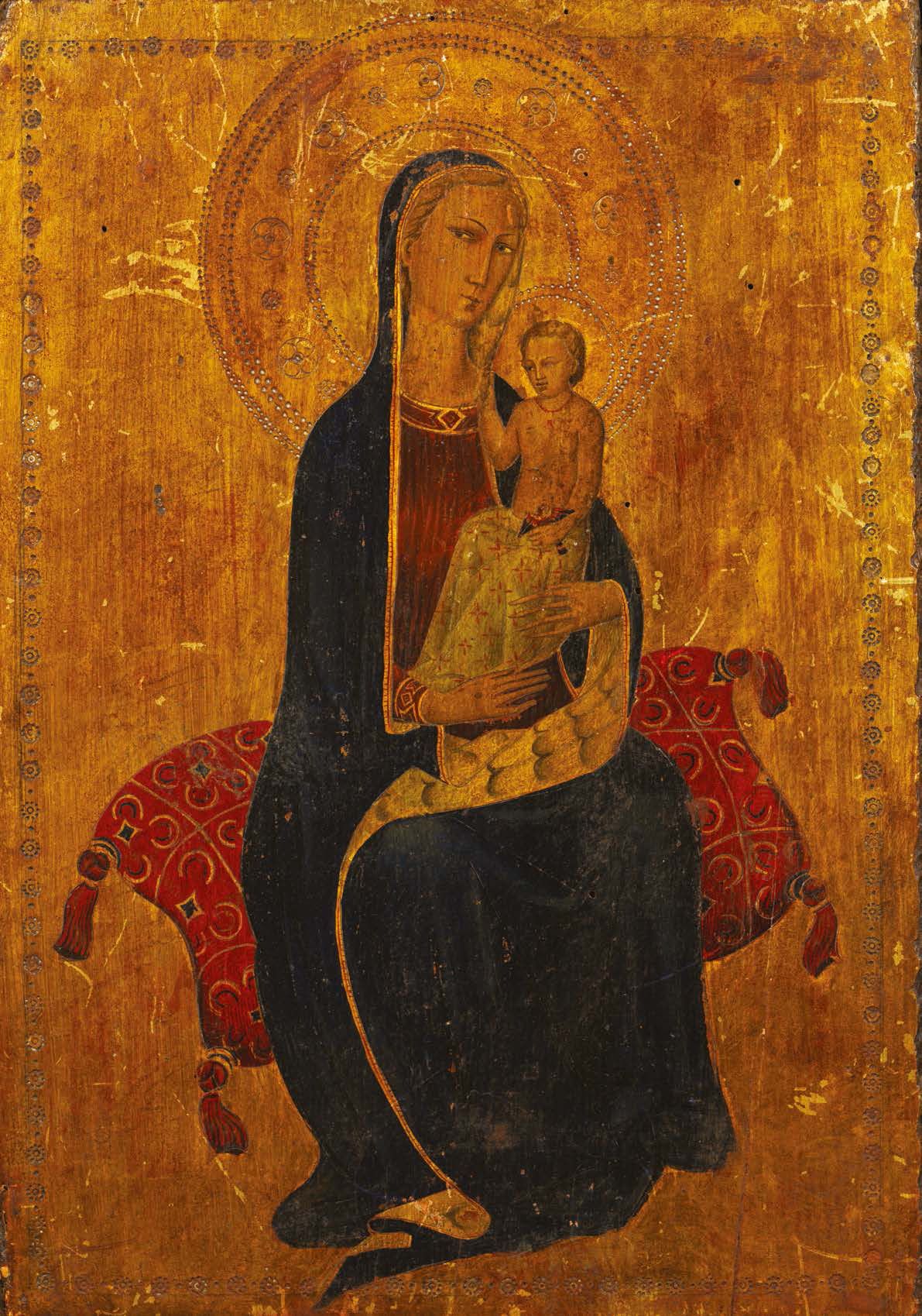 Ecole Italienne du XIXe siècle 谦卑的圣母和儿童
面板，一块板，没有镶边。修复。
H_42,5 cm W_30 cm
不含框架。