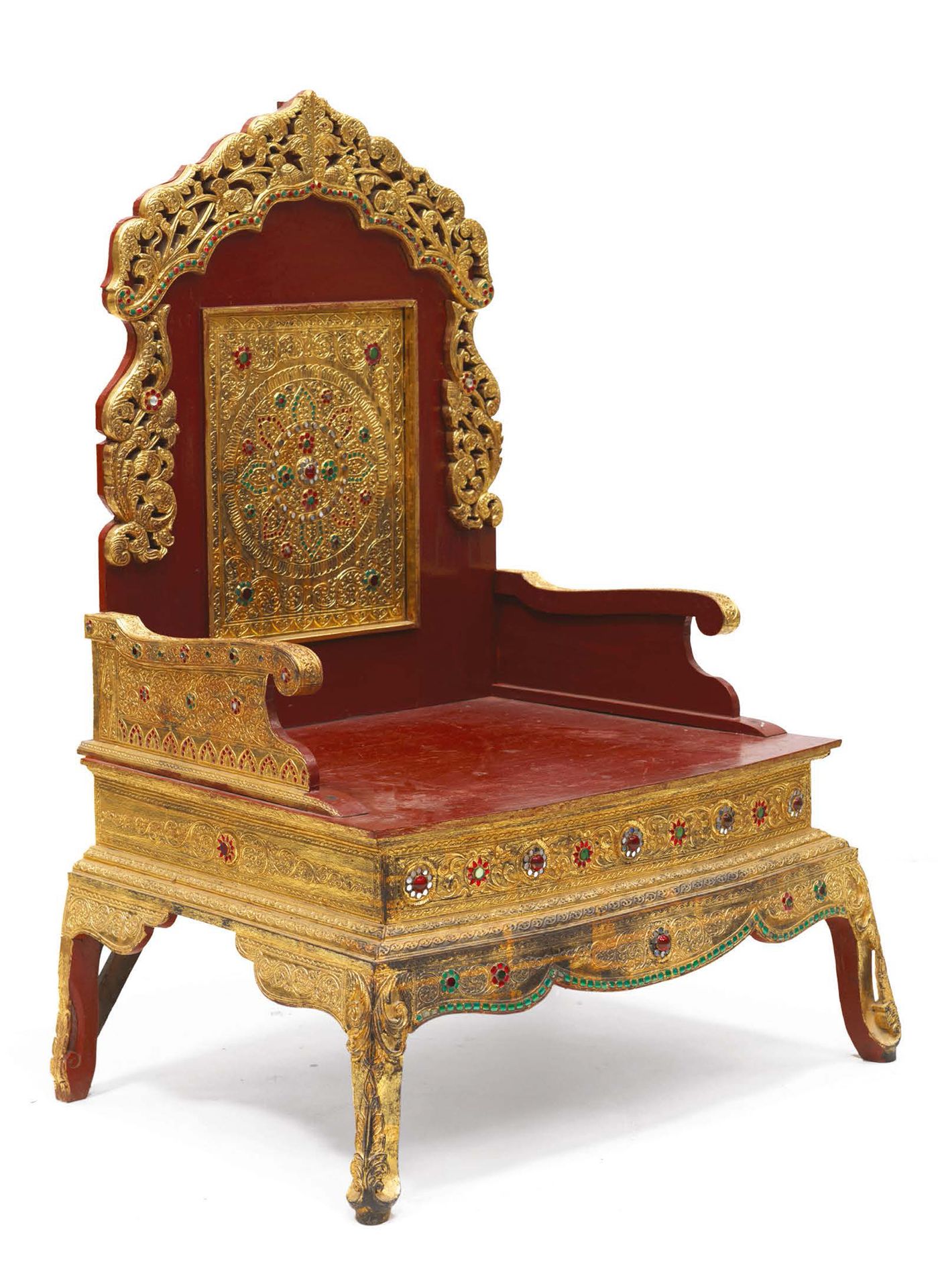 Null THRONE. Polychrome lacquered wood, gold, coloured glass paste inlays, mirro&hellip;