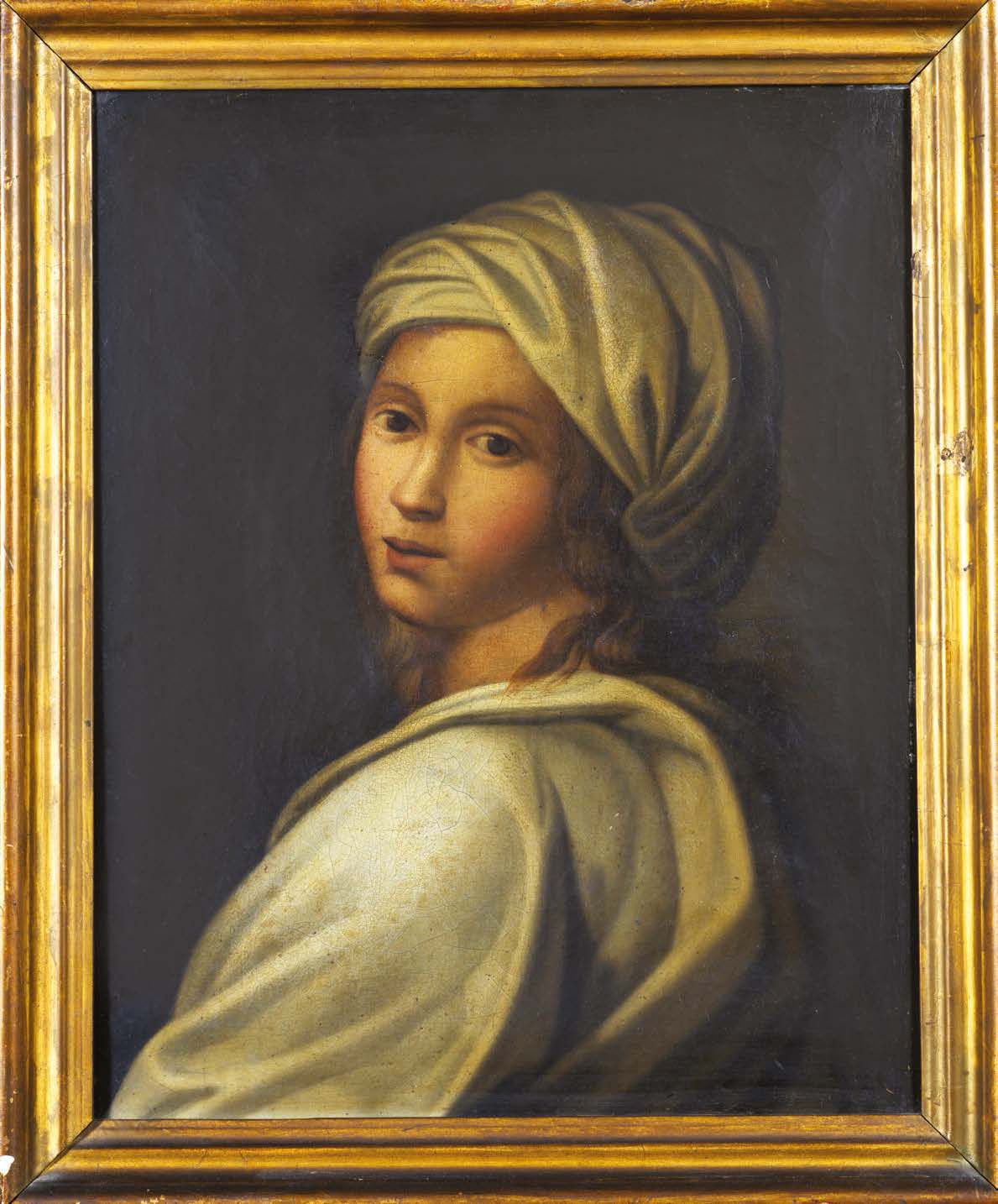 ÉCOLE ITALIENNE DU XIXE SIÈCLE, DANS LE GOÛT DE GUIDO RENI Beatrice Cenci的肖像
帆布。&hellip;