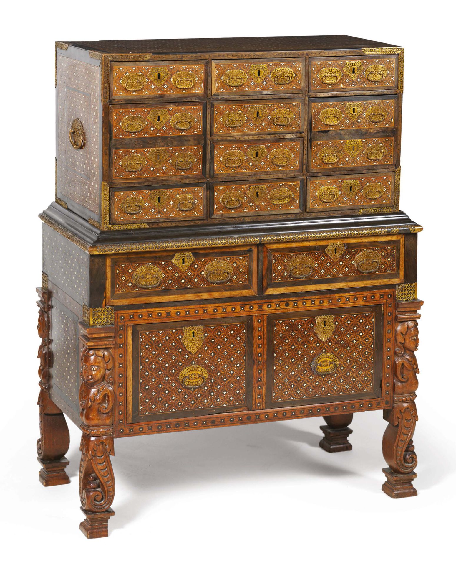 Null INDO-PORTUGUESE CABINET. Ebony, rosewood, bone and gilt brass mounts.
This &hellip;