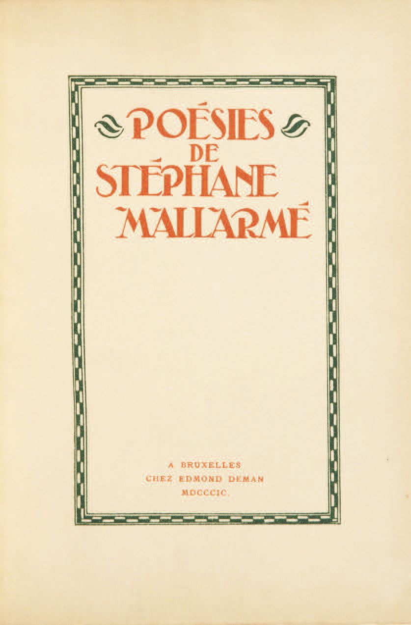 Stéphane MALLARME. Les Poésies de S. Mallarmé. Frontispiz von F. Rops.
Brüssel, &hellip;