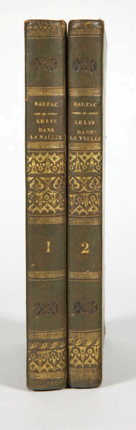 Honoré de BALZAC. Lys dans la vallée.巴黎，Werdet，1836年。
2卷8开本：半橄榄色basane，书脊上有金色和冷色&hellip;