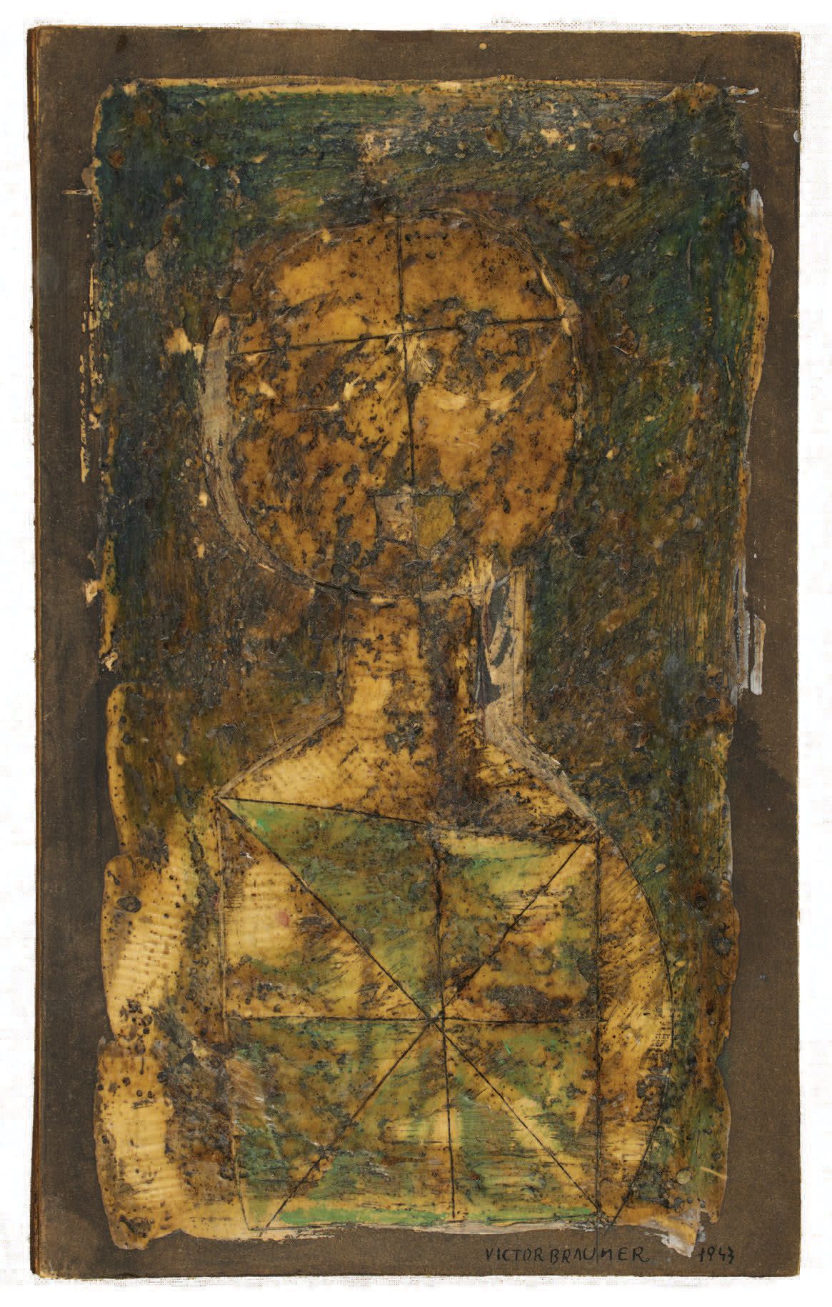 Victor BRAUNER. [Le Petit Taraph] 1943年。
纸板上的蜡和颜料原件，右下方有签名和日期（23.5 x 14.2厘米）。
由维&hellip;