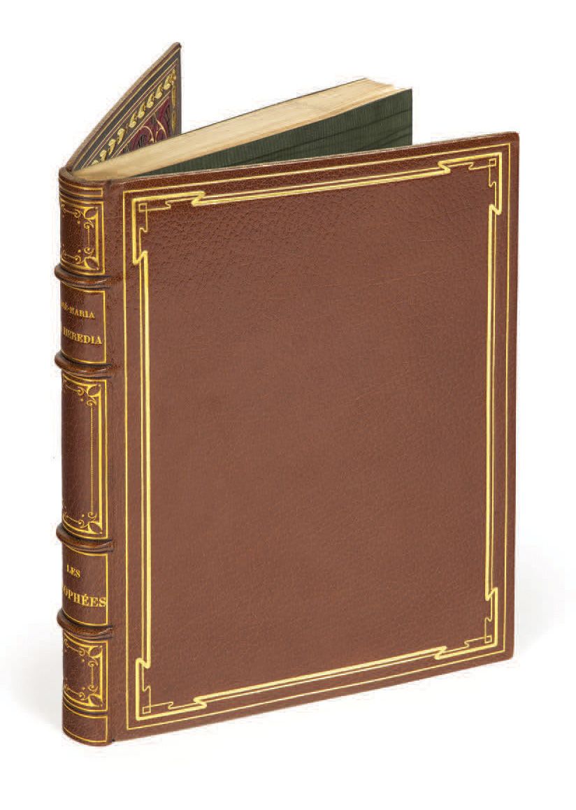 José-Maria de HEREDIA. Les Trophées.巴黎，阿尔丰斯-勒梅尔，1893年。
大8开本。烟草摩洛哥，四肋的书脊上装饰有直和弯的鎏&hellip;