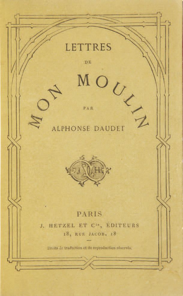 Alphonse DAUDET. 来自我的工厂的信。印象和回忆。巴黎，J. Hetzel，无日期[1869]。
In-12: 红色懊恼，书脊上装饰有小块的粉色马&hellip;