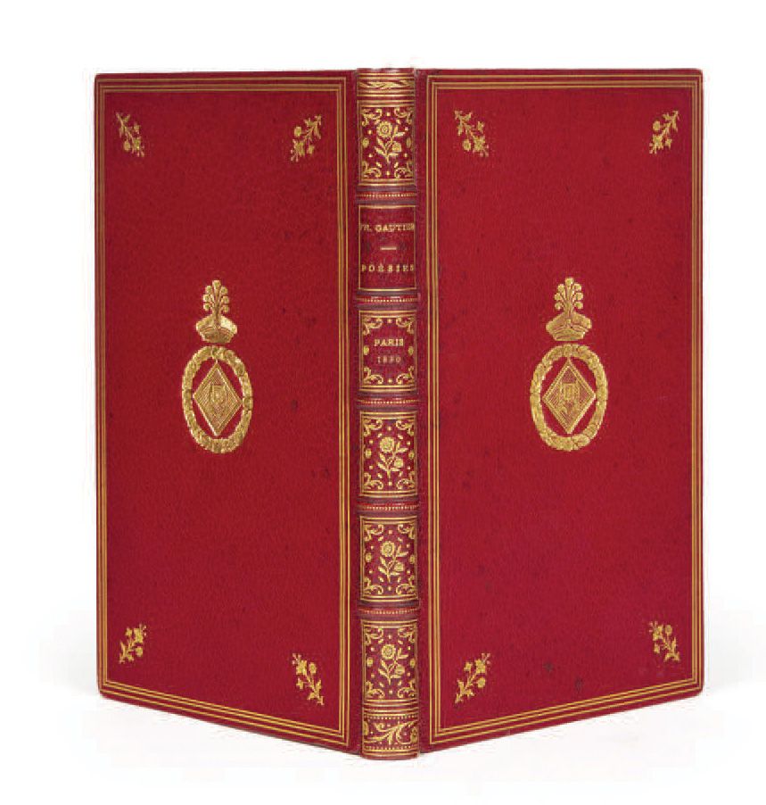 Théophile GAUTIER. 诗歌。巴黎，Charles Mary, Rignoux，1830年。
In-12: 红色摩洛哥，书脊有棱纹和装饰，三层鎏金&hellip;