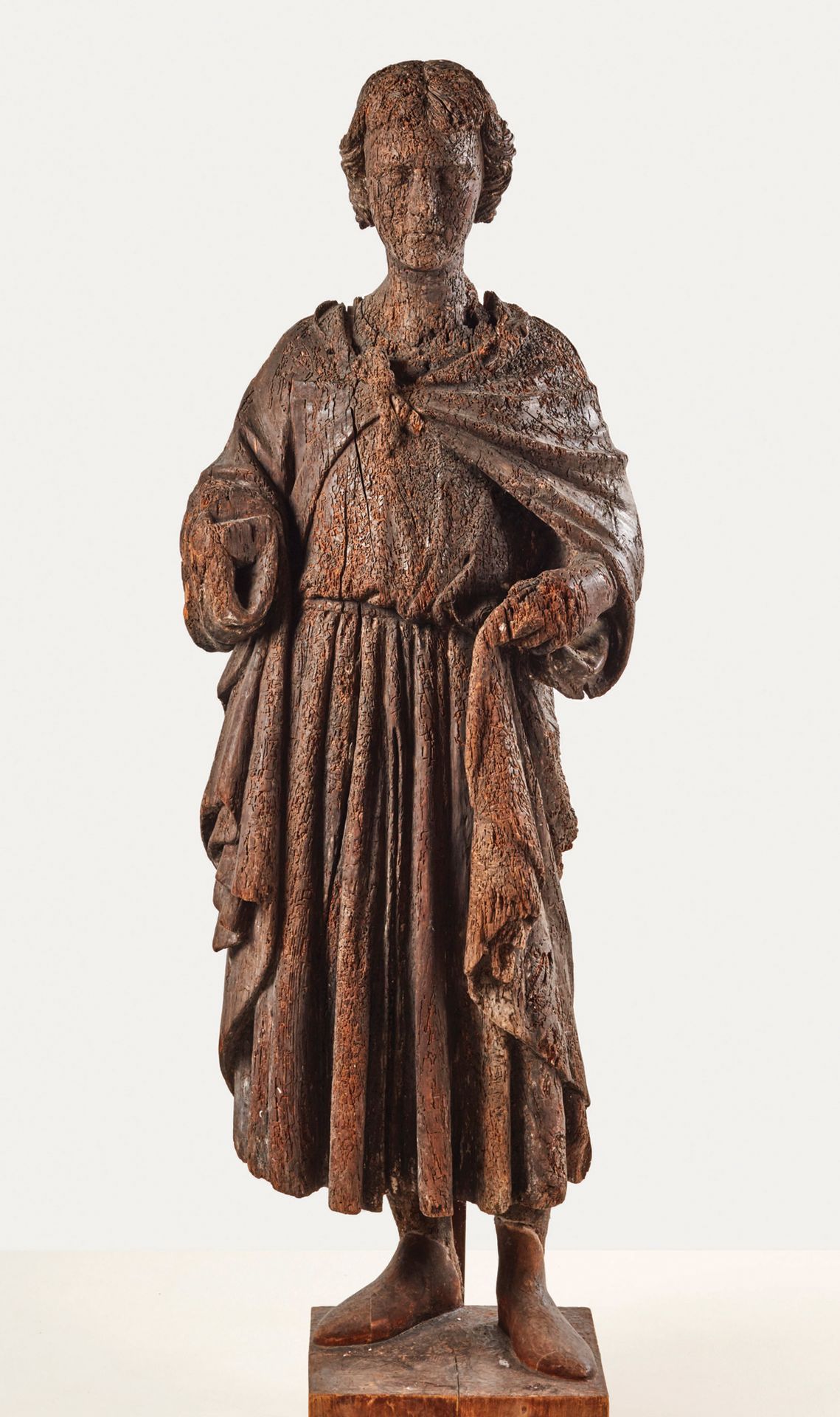 Null Important saint Ansan de Sienne en peuplier sculpté avec quelques traces d'&hellip;
