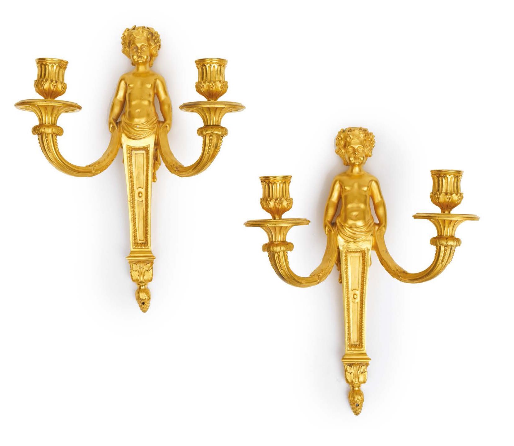 Null Pair of sconces with two arms of light. Model with a sheathed love, underli&hellip;