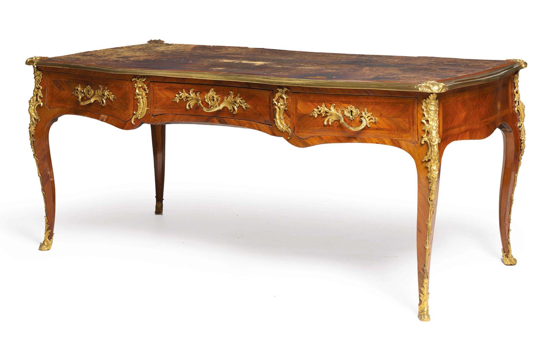 Null Flat desk in rosewood veneer with chased and gilded bronze ornamentation, t&hellip;