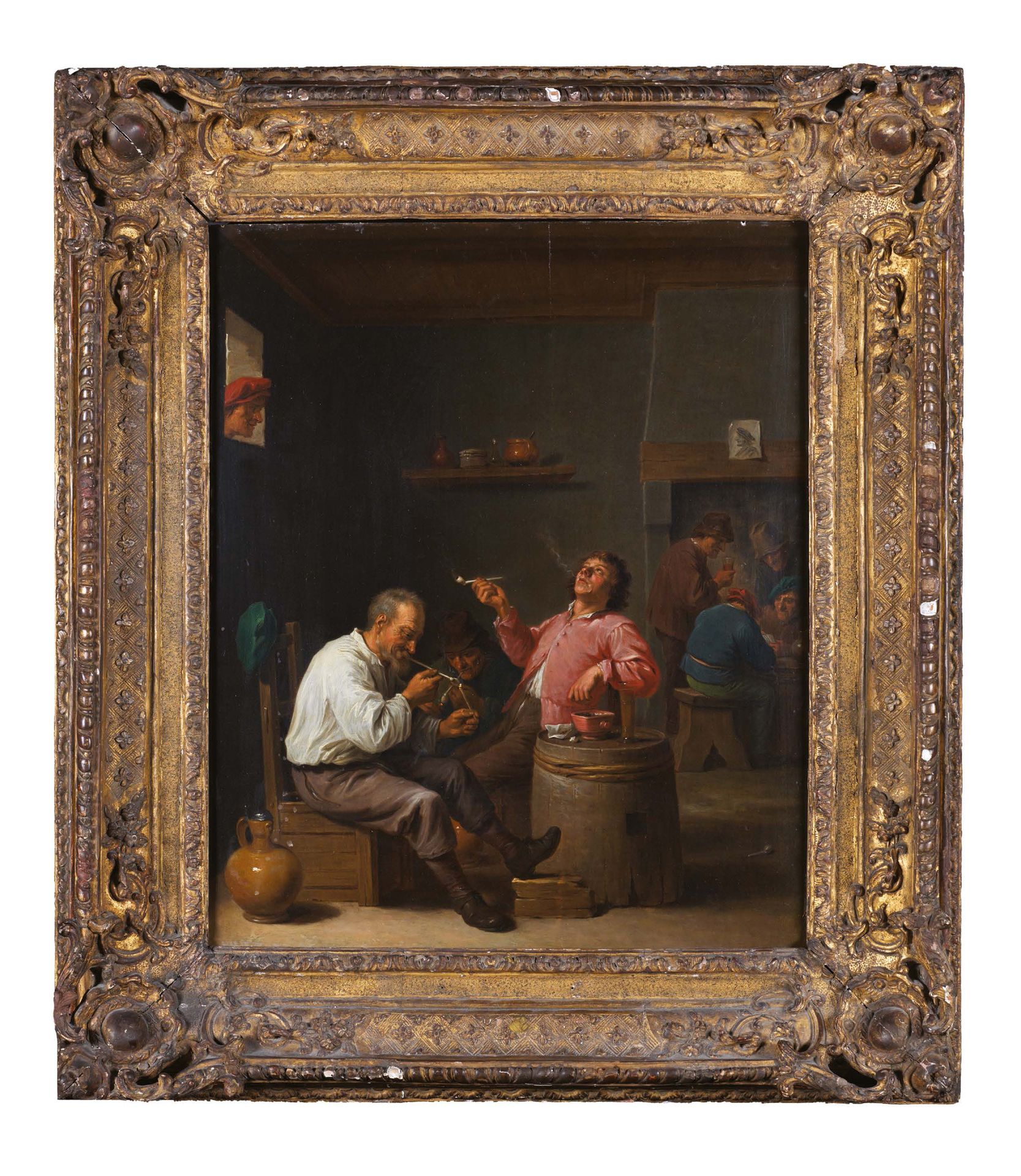 ECOLE FLAMANDE DU XVIIE SIÈCLE, ATELIER DE DAVID TENIERS Raucher in einer Tavern&hellip;