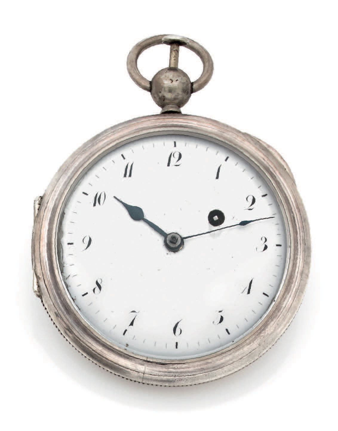 ANONYME Silver pocket watch with striking, white enamel dial, Arabic numeral hou&hellip;