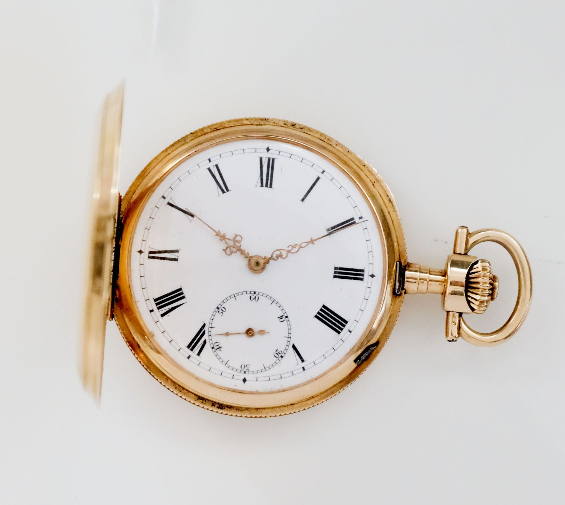 ANONYME vers 1900 
N° 502011
14k (585) gold savonnette type pocket watch, white &hellip;