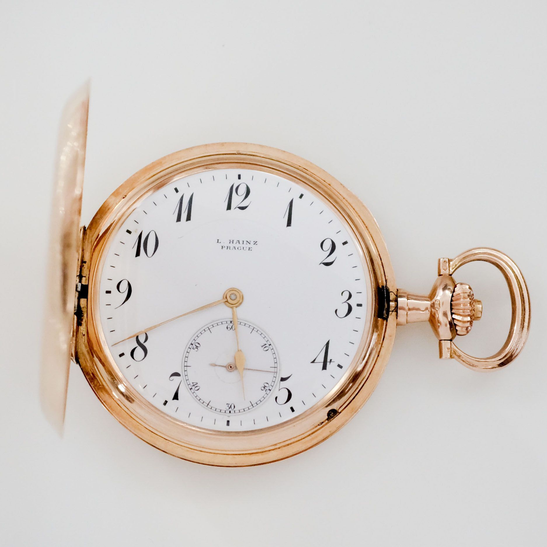 L.HAINZ À PRAGUE No. 452477
14k (585) pink gold savonnette-type pocket watch, wh&hellip;