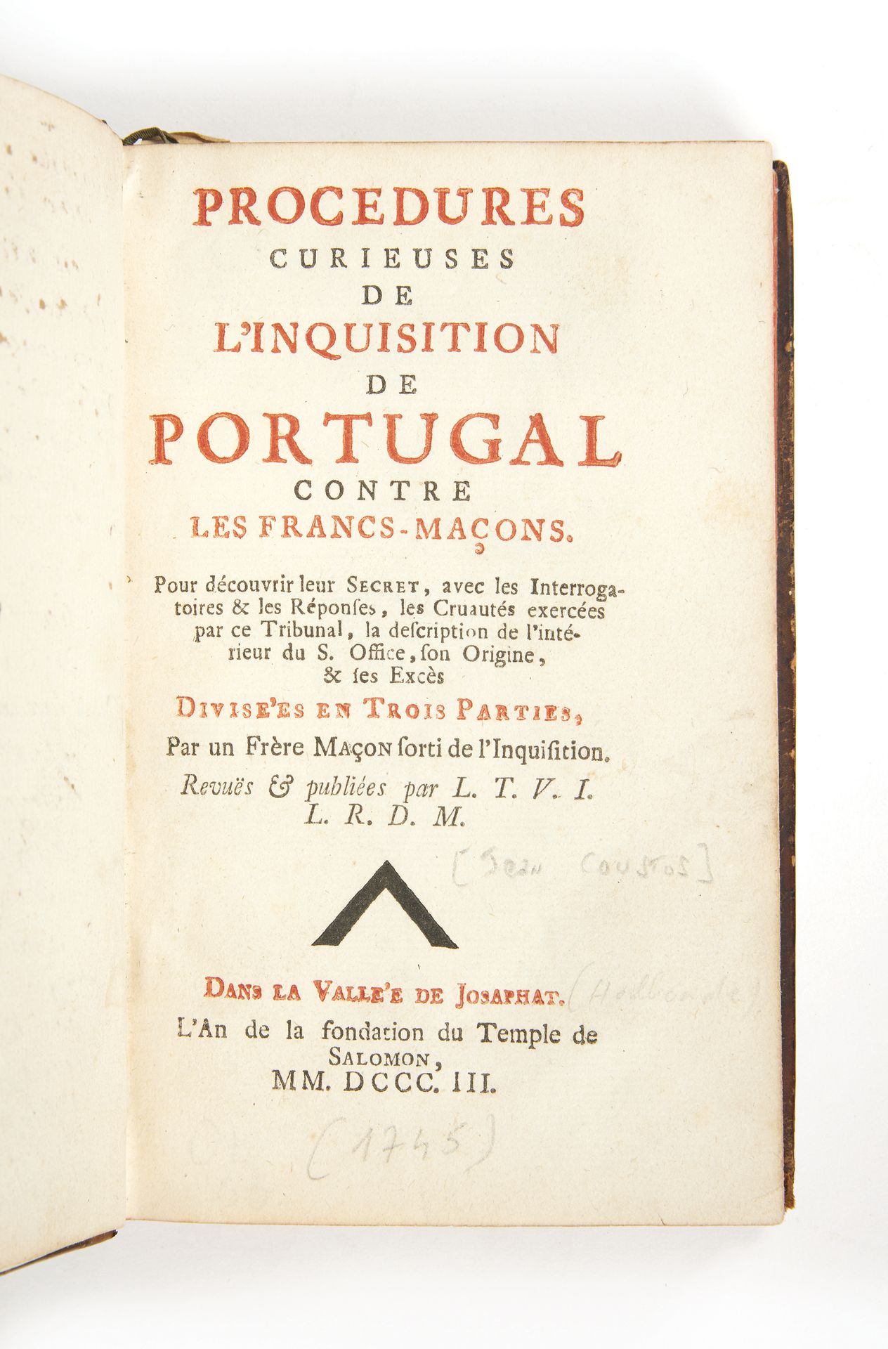 [COUSTOS, John] Procédures curieuses de l'inquisition de Portugal contre les Fra&hellip;