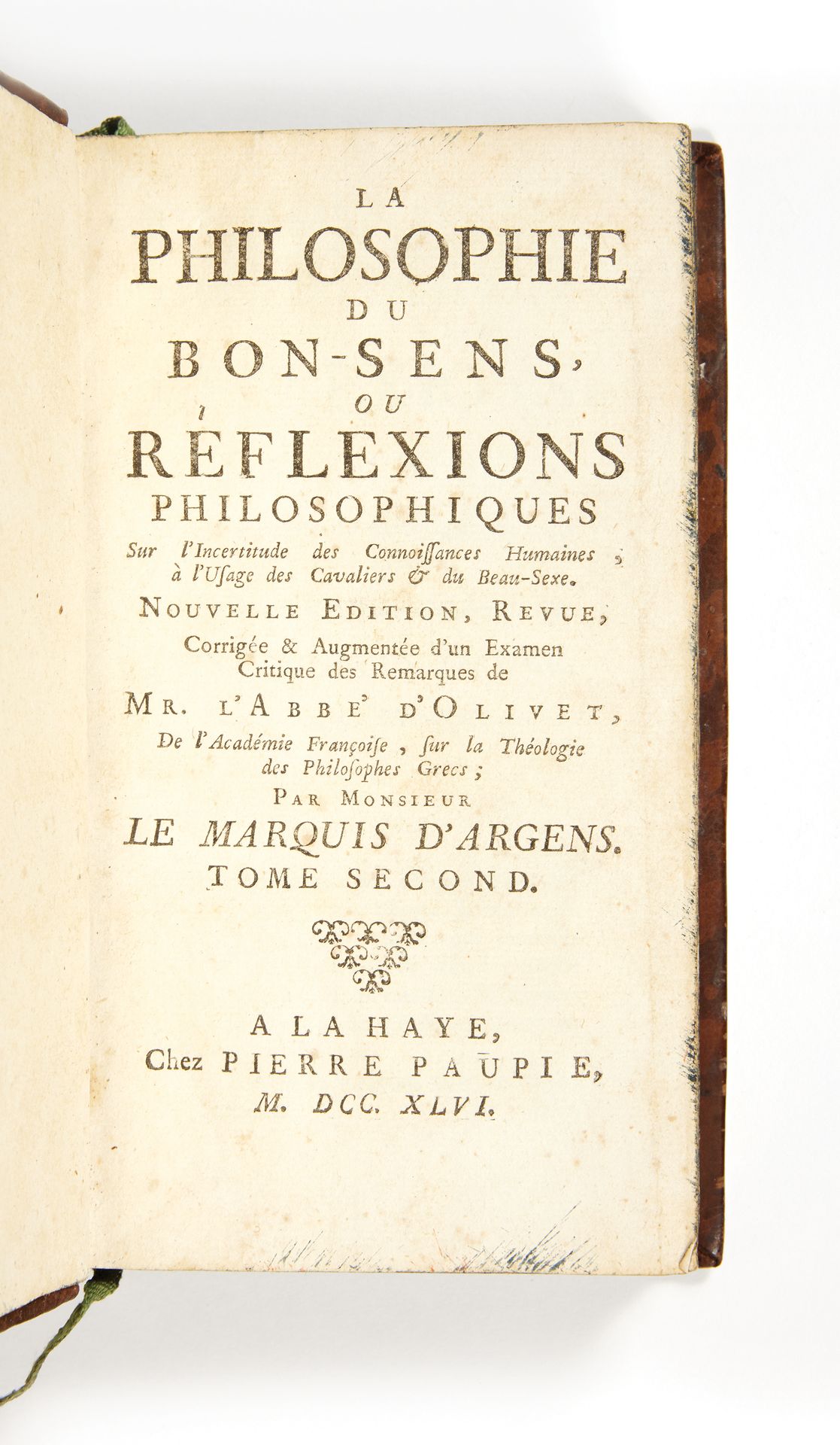 ARGENS, Jean-Baptiste de Boyer, marquis d' La Philosophie du bon sens, ou Réflex&hellip;