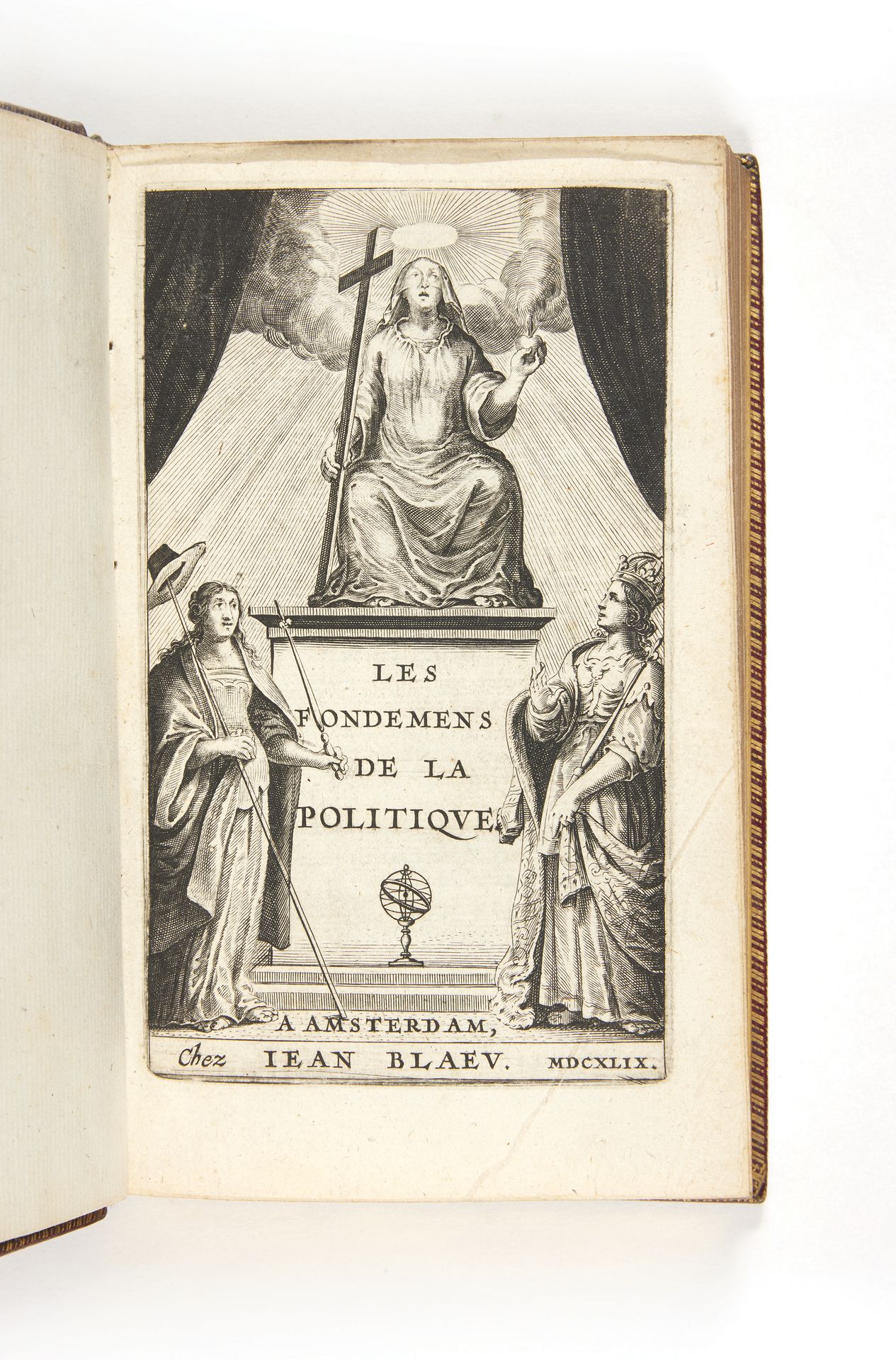 HOBBES, THOMAS 公民的哲学思想。政治小册子，其中发现了公民社会的基础。
，由他的一位朋友翻译成法语。阿姆斯特丹，让-布劳，1649年。12开本(1&hellip;