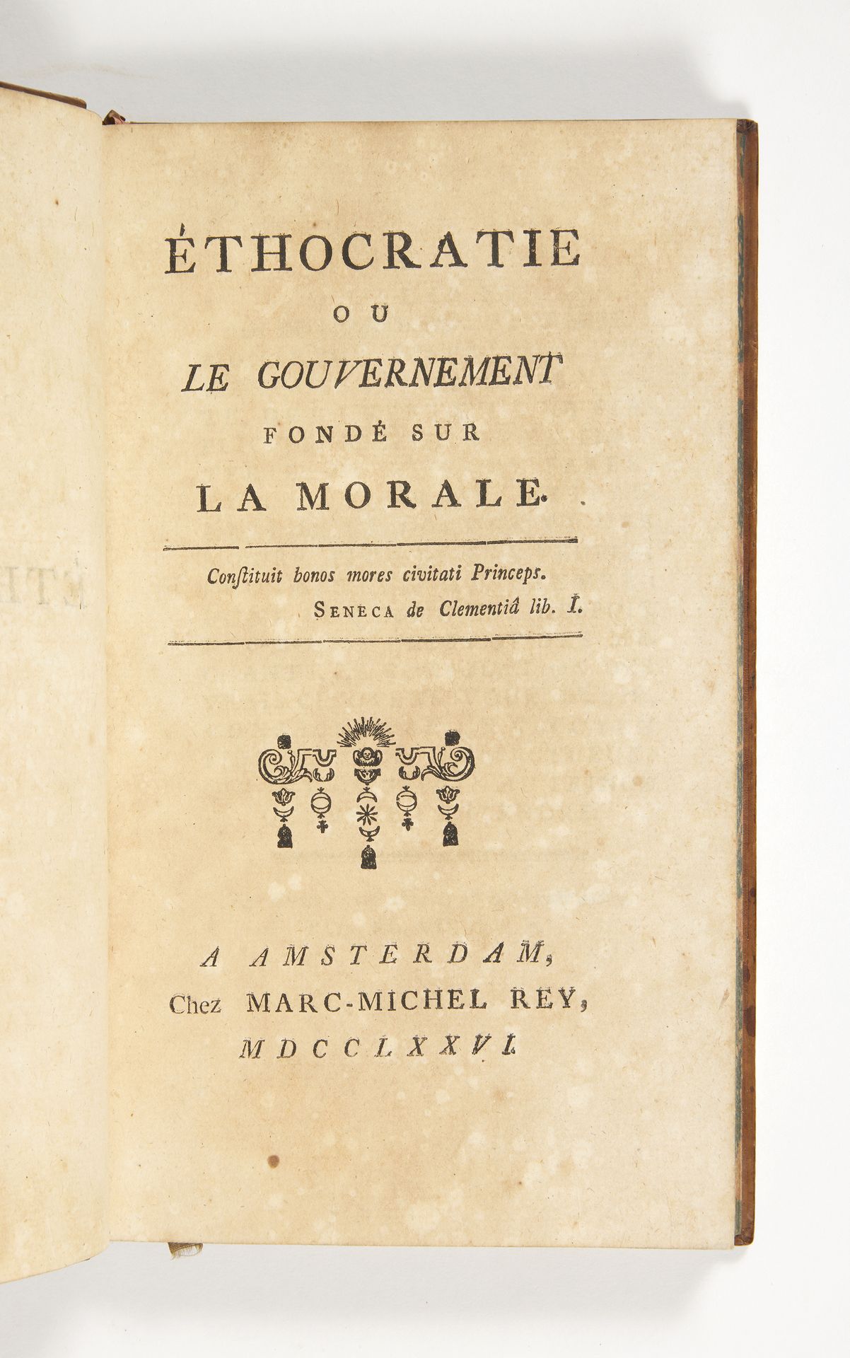 [HOLBACH, Paul-Henri Thiry, baron] 伦理民主或基于道德的政府。阿姆斯特丹，马克-米歇尔-雷伊，1776年。In-8 (208 &hellip;