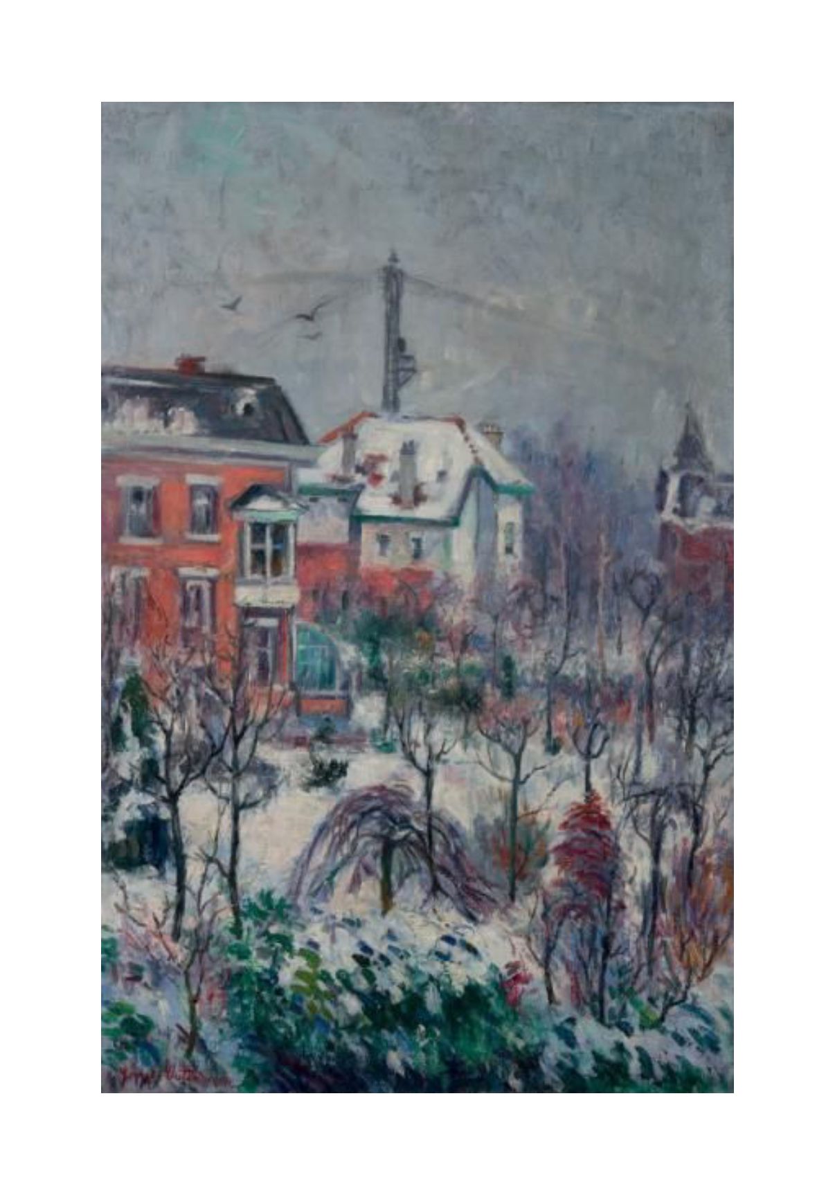 GEORGES CRETEN (1887-1966) Ville enneigée Huile sur toile, signée en bas à gauch&hellip;