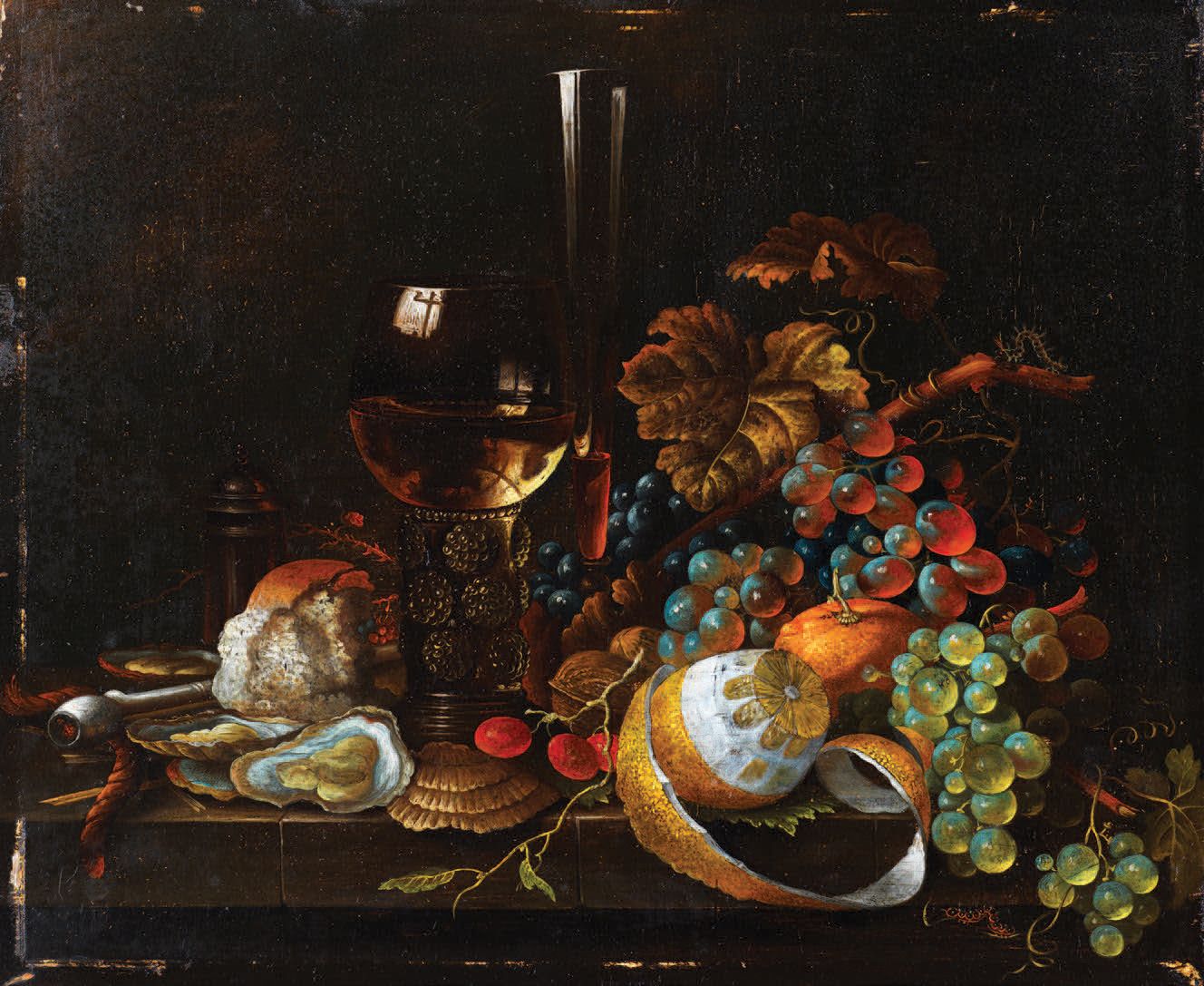 École du XXe siècle Fruit and oysters
Still life, oil on panel
H_34,4 cm W_28,3 &hellip;