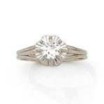 Null 18K(750)白金戒指，爪式镶嵌一颗半切钻石，重约0.45克拉。
约1950年的法国作品。
总重量：3.10克。
TDD : 54.