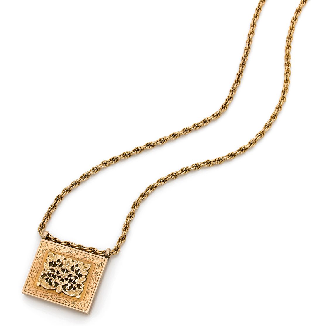 Null 
Collar de oro de 9 quilates (375) con colgante rectangular de Corán con un&hellip;