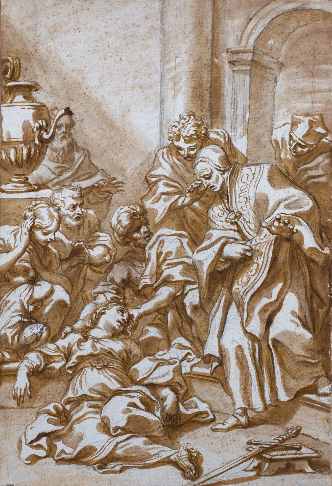 Paolo Gerolamo Piola (1666 1724) Saint Pascal Pape découvrant le corps de sainte&hellip;