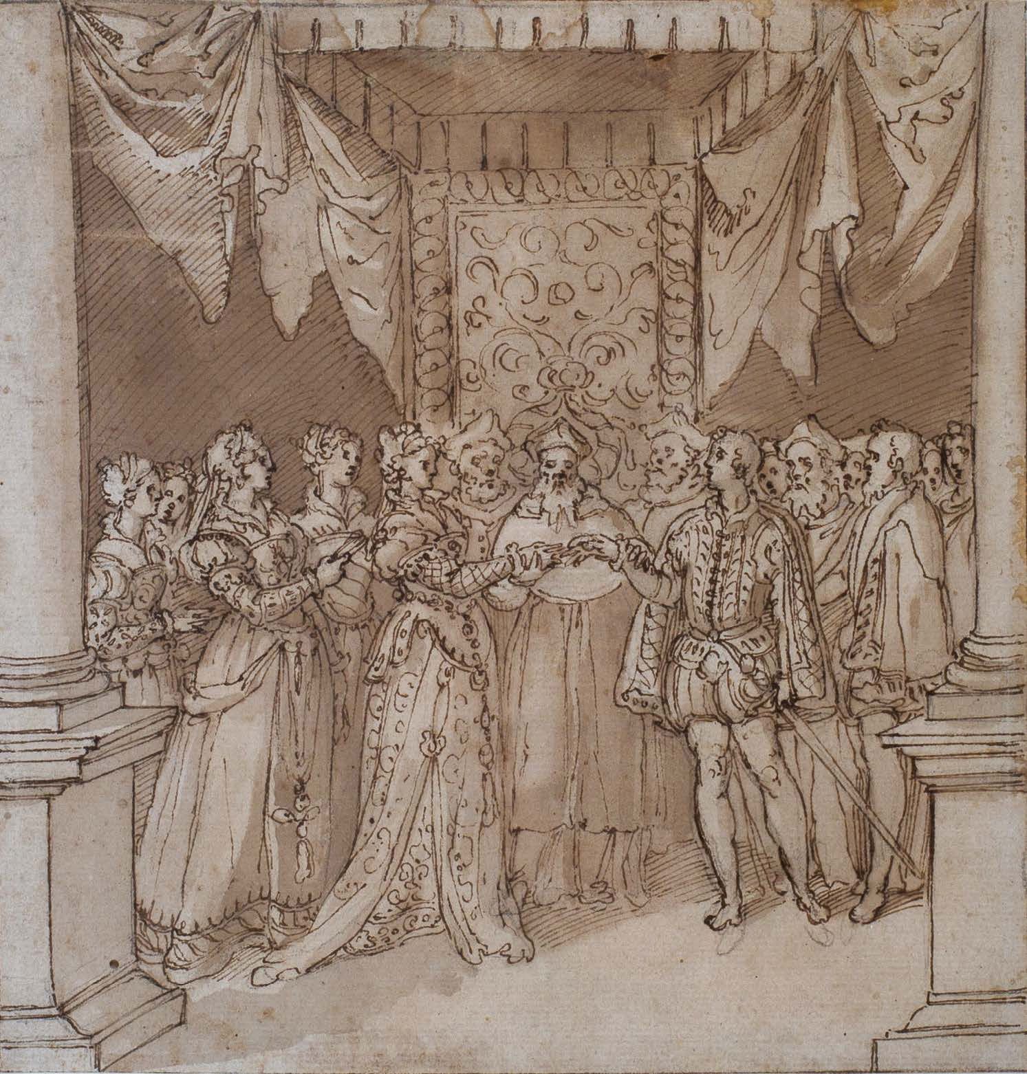 Attribué à Taddeo ZUCCARI (1529-1566) Wedding of Ottavio Farnese and Margherita &hellip;