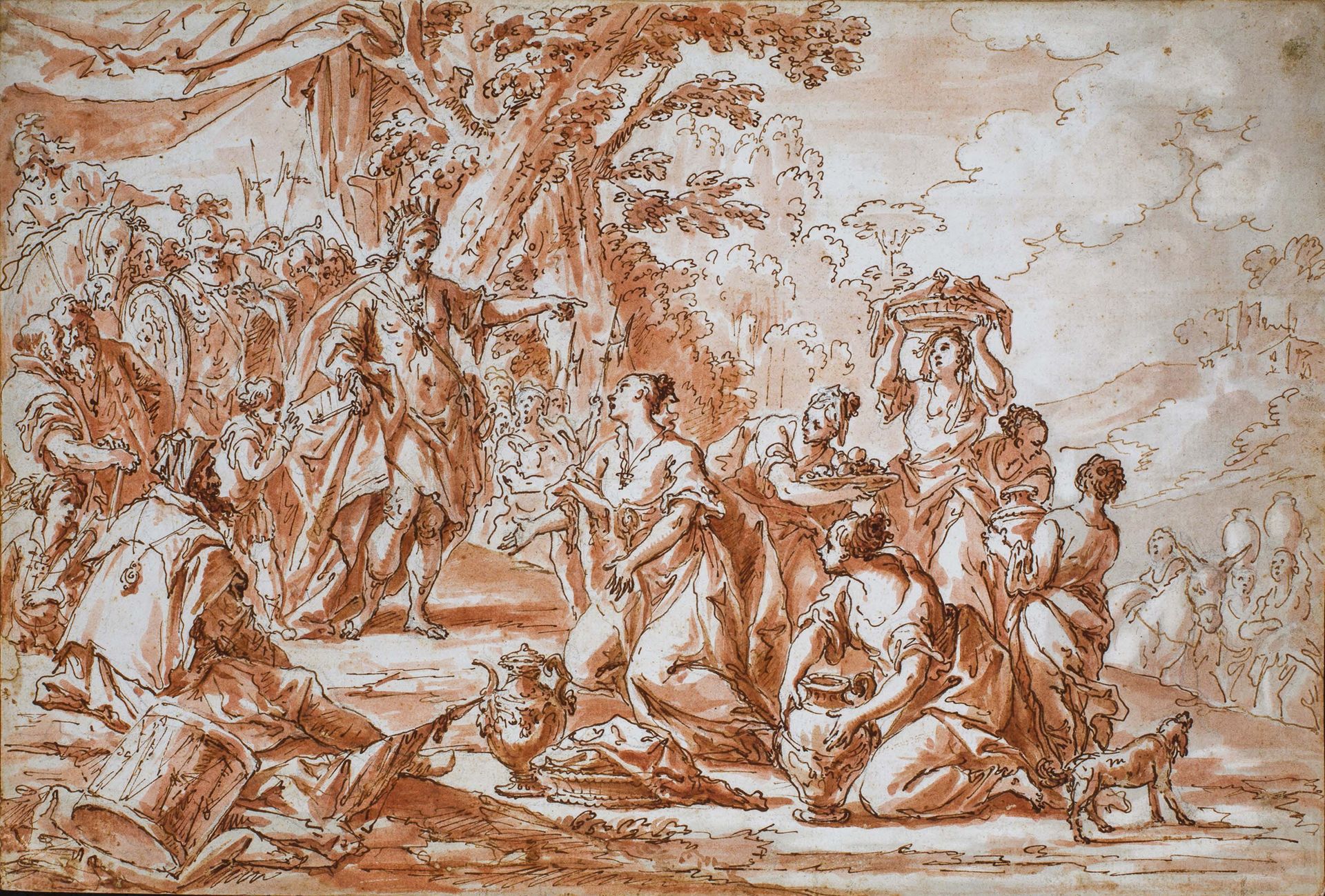 Nicola BERTUZZI dit l'Anconitano (1710-1777) 大卫和阿比盖尔
笔，酸性水洗
Nicola Bertuzzi dett&hellip;