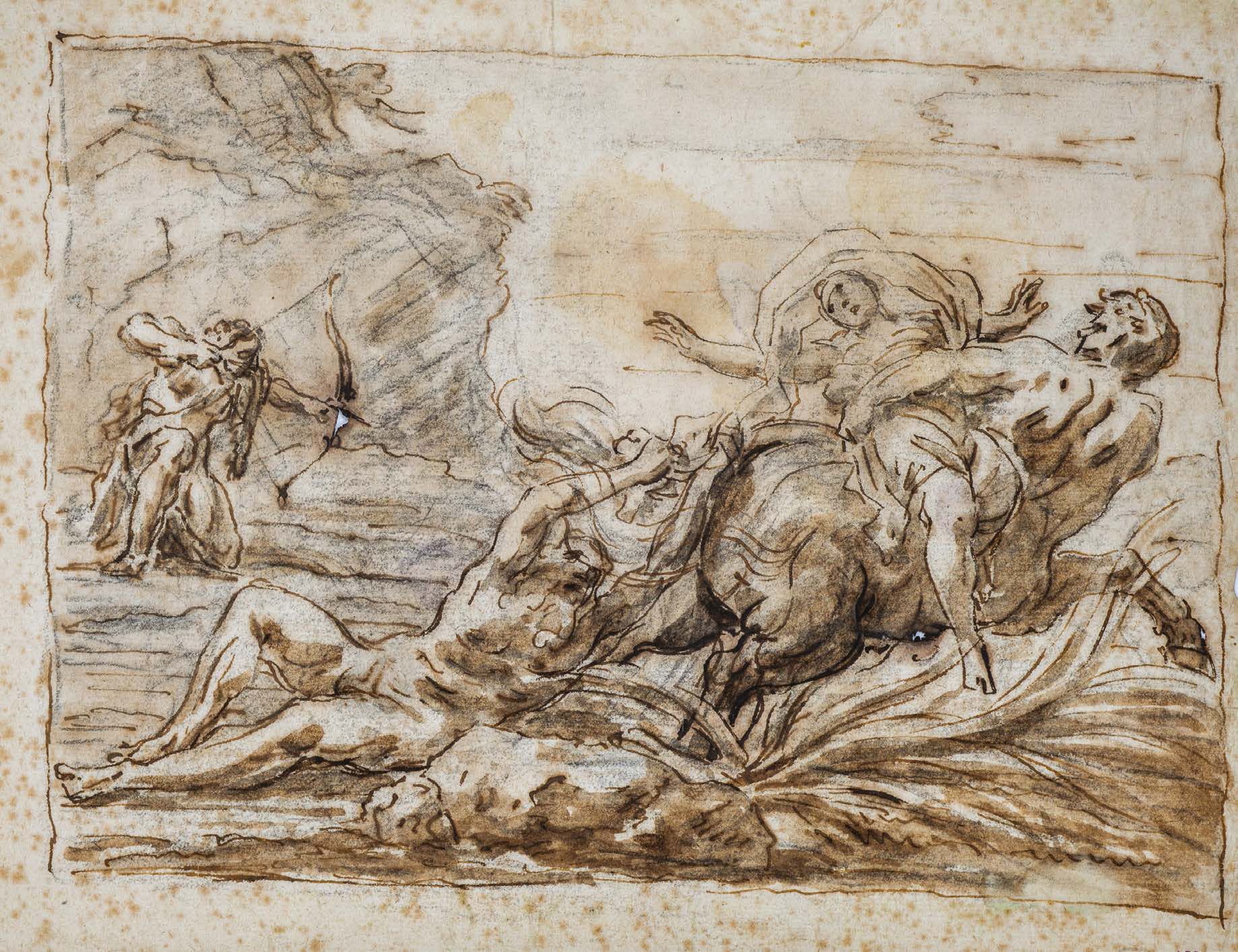 Attribué à Carlo Maria VIGANONI (1786-1839) 绑架Dejanira
钢笔，棕色墨水，棕色水洗。
其他归属：G.B. M&hellip;