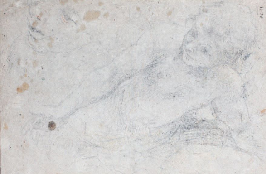 Ambito di Giovanni LANFRANCO (1582-1647) 
一个年轻男子的形象和头部的研究
背面：男子祈祷
黑石（佩戴）
Giovann&hellip;