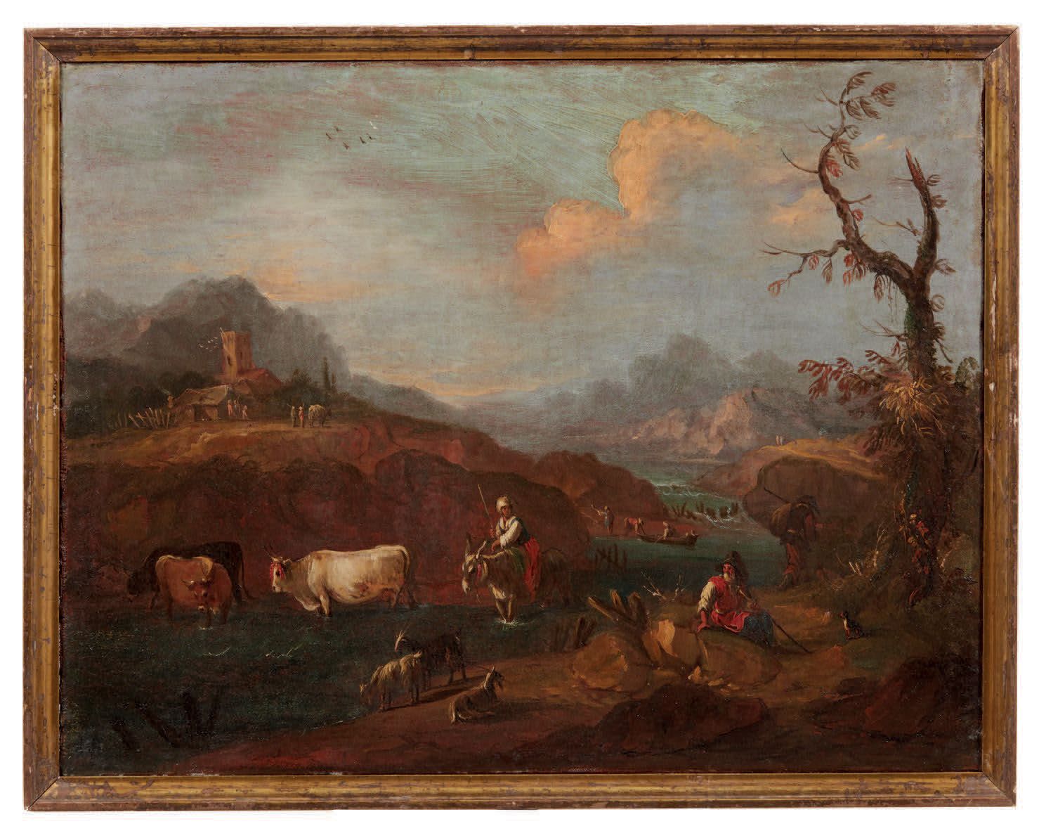 Ernesto Daret (attivo alla fine del XVII secolo) 
Paire de paysages avec des vil&hellip;