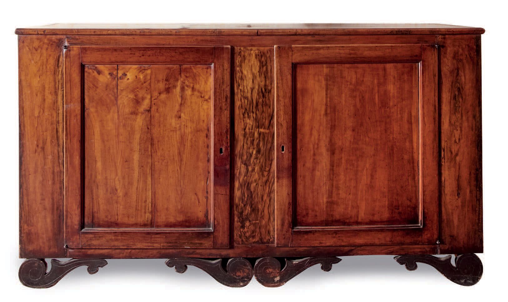 Null 
Large sideboard 
in solid fruit 
walnut and imitation 
briarwood with two &hellip;