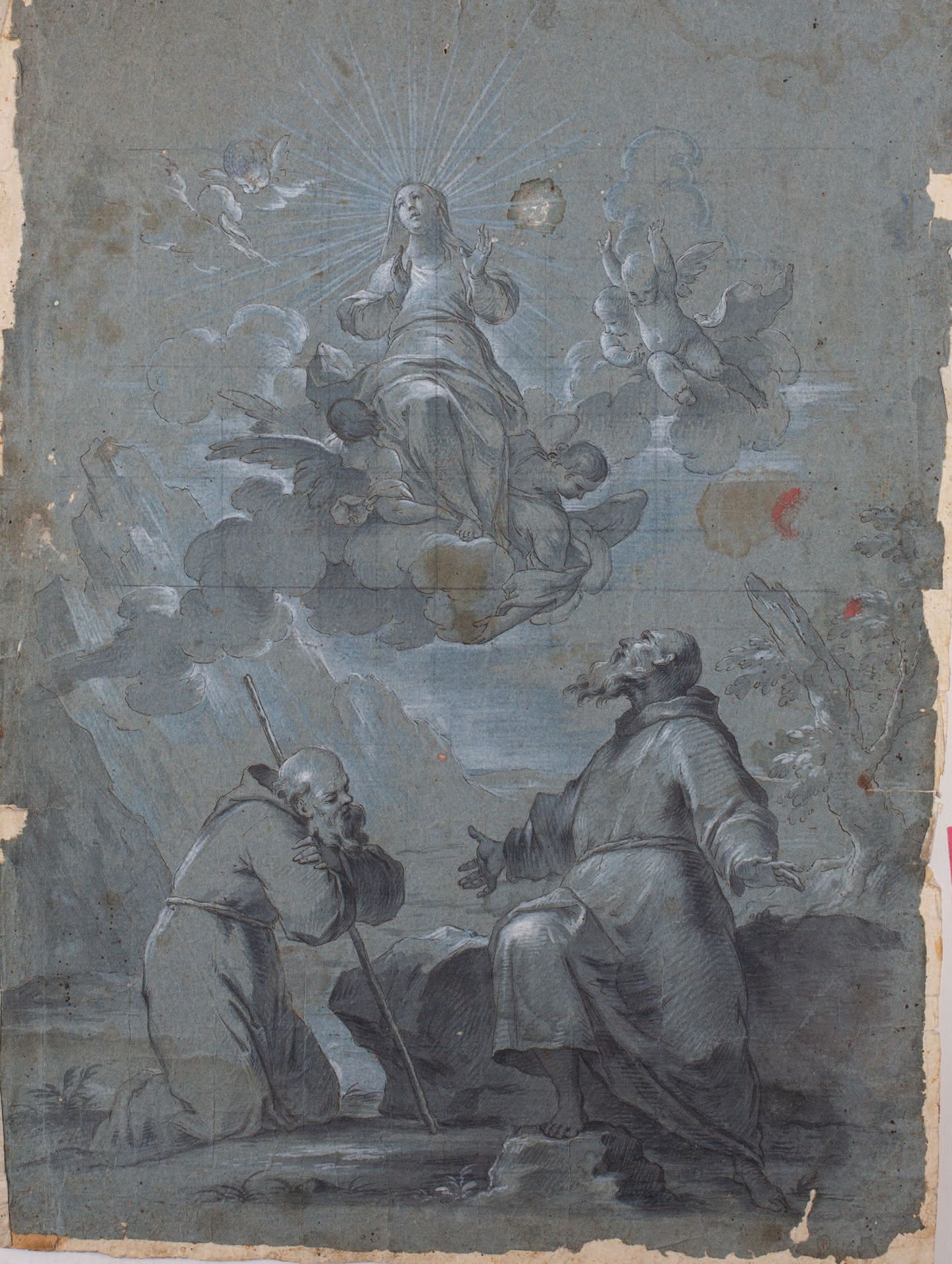 Scuola Bolognese del XVIII secolo 
Saint François et Frère Élie adorant la Vierg&hellip;